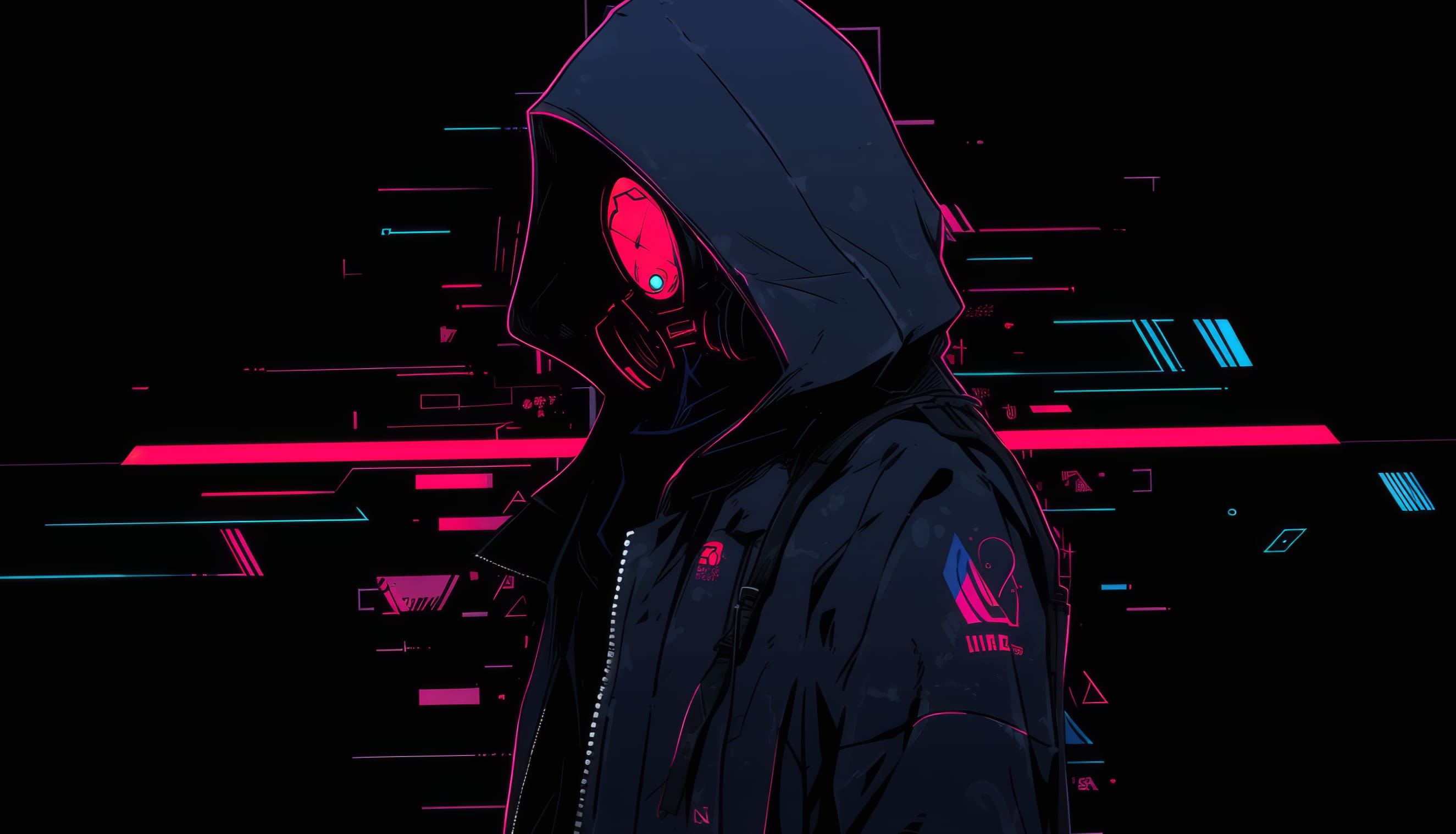 Anonymous Cyberpunk Character in Minimalist Style Wallpaper wallpapers HD quality