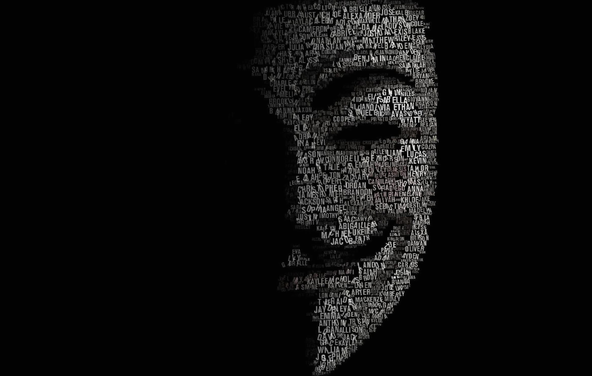 Anonymous Hacker Typography at 640 x 960 iPhone 4 size wallpapers HD quality