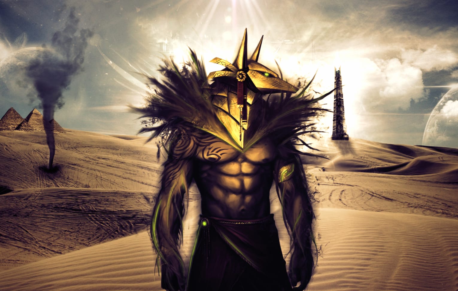 Anubis Tornado Desert Fantasy at 1024 x 768 size wallpapers HD quality