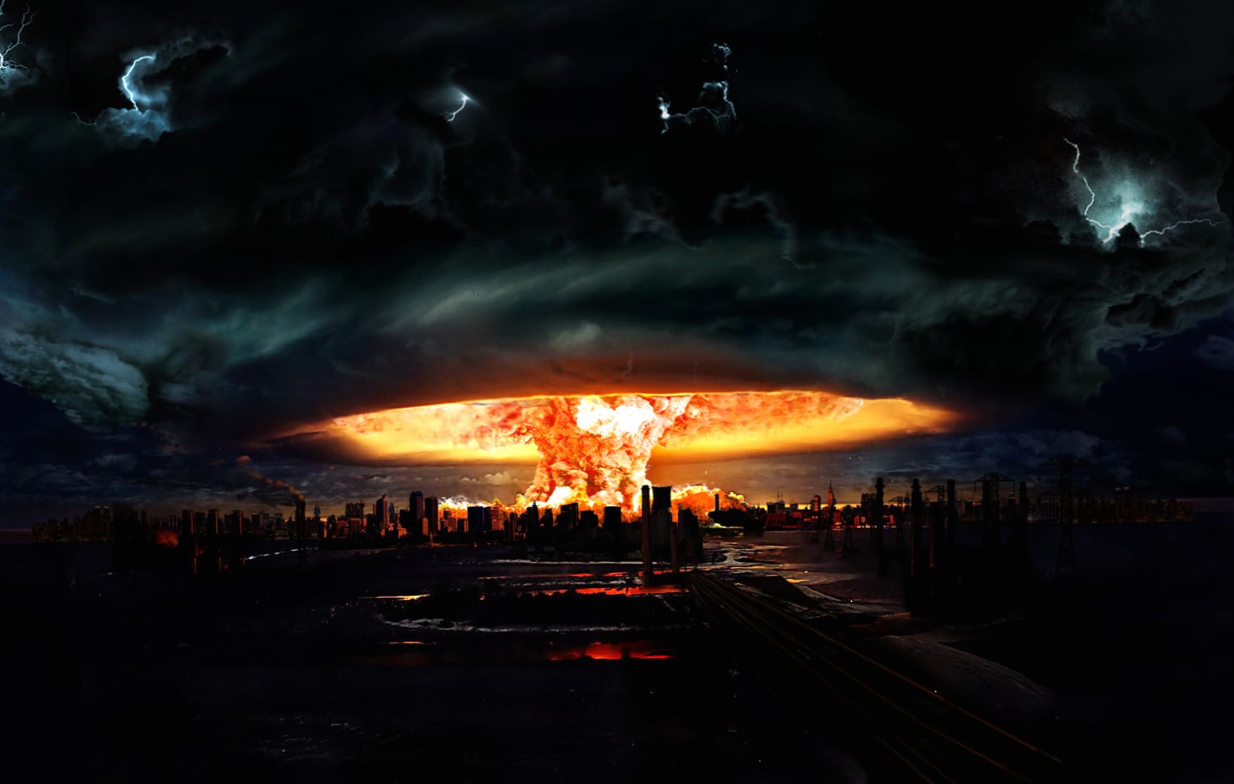 Apocalyptic Sci-Fi City Explosion wallpapers HD quality