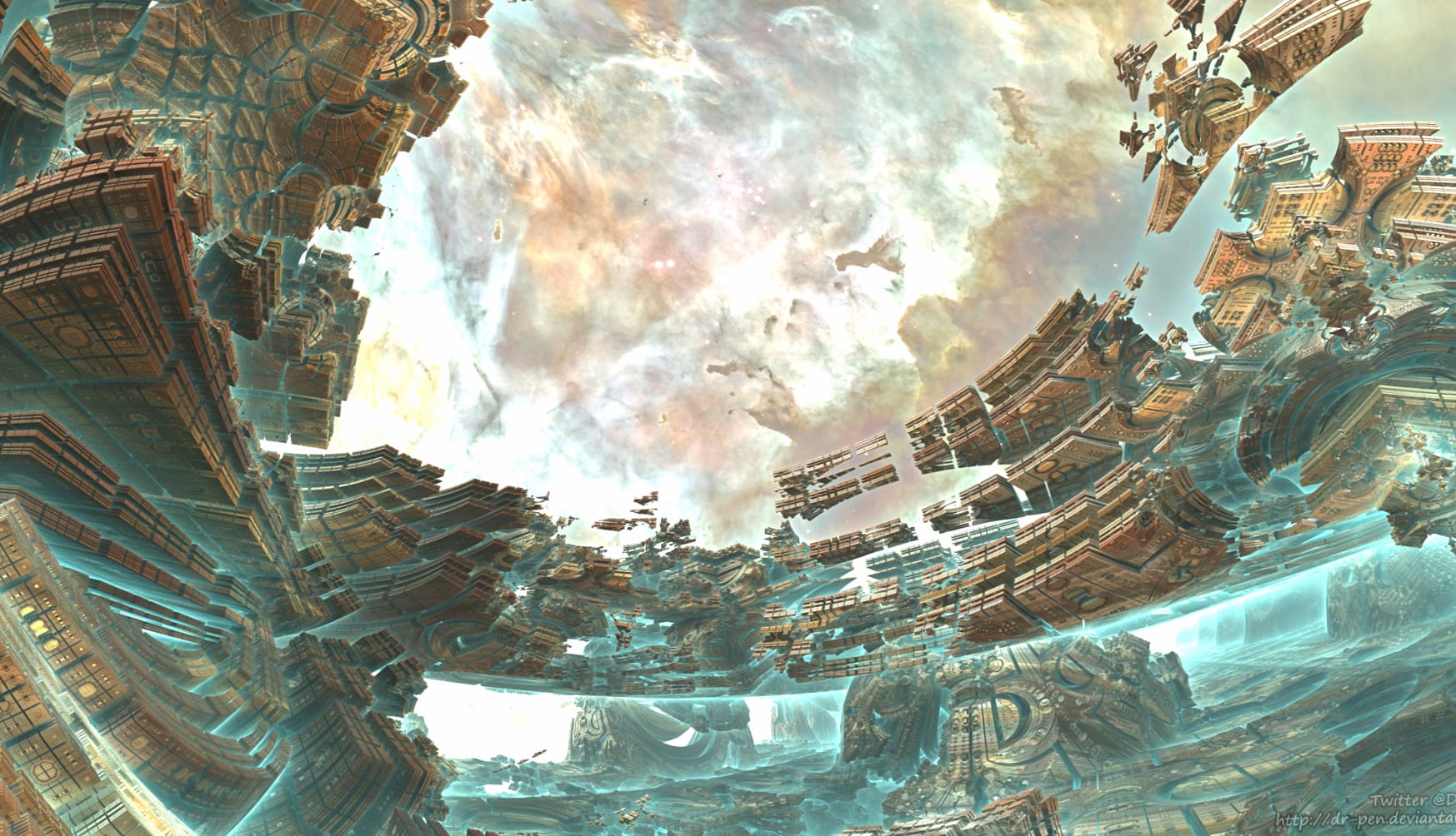 Aqua Space Shipyard - 3d Fractal Art wallpapers HD quality