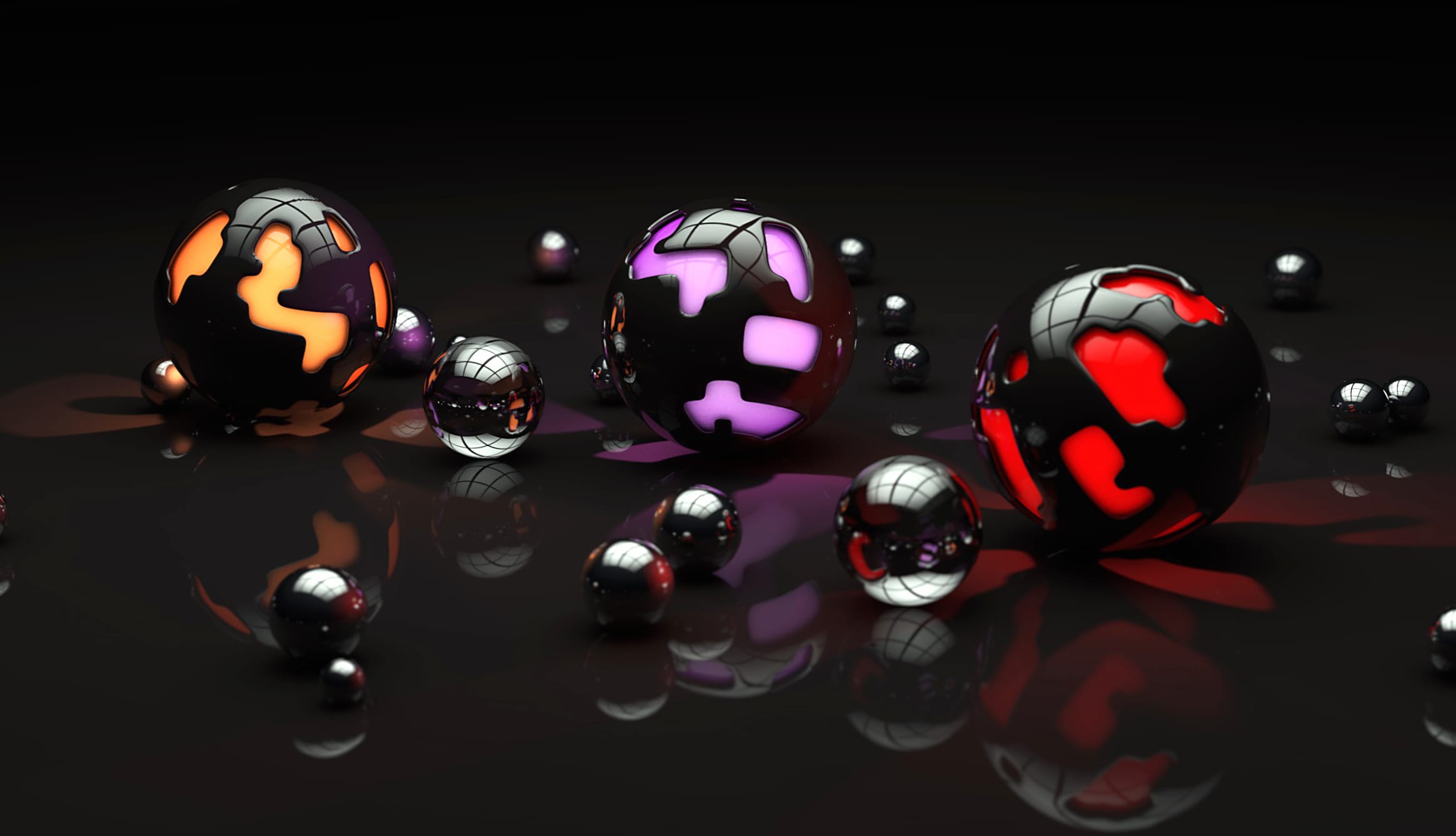 Artistic Black Spheres Stunning 3D at 1280 x 720 HD size wallpapers HD quality