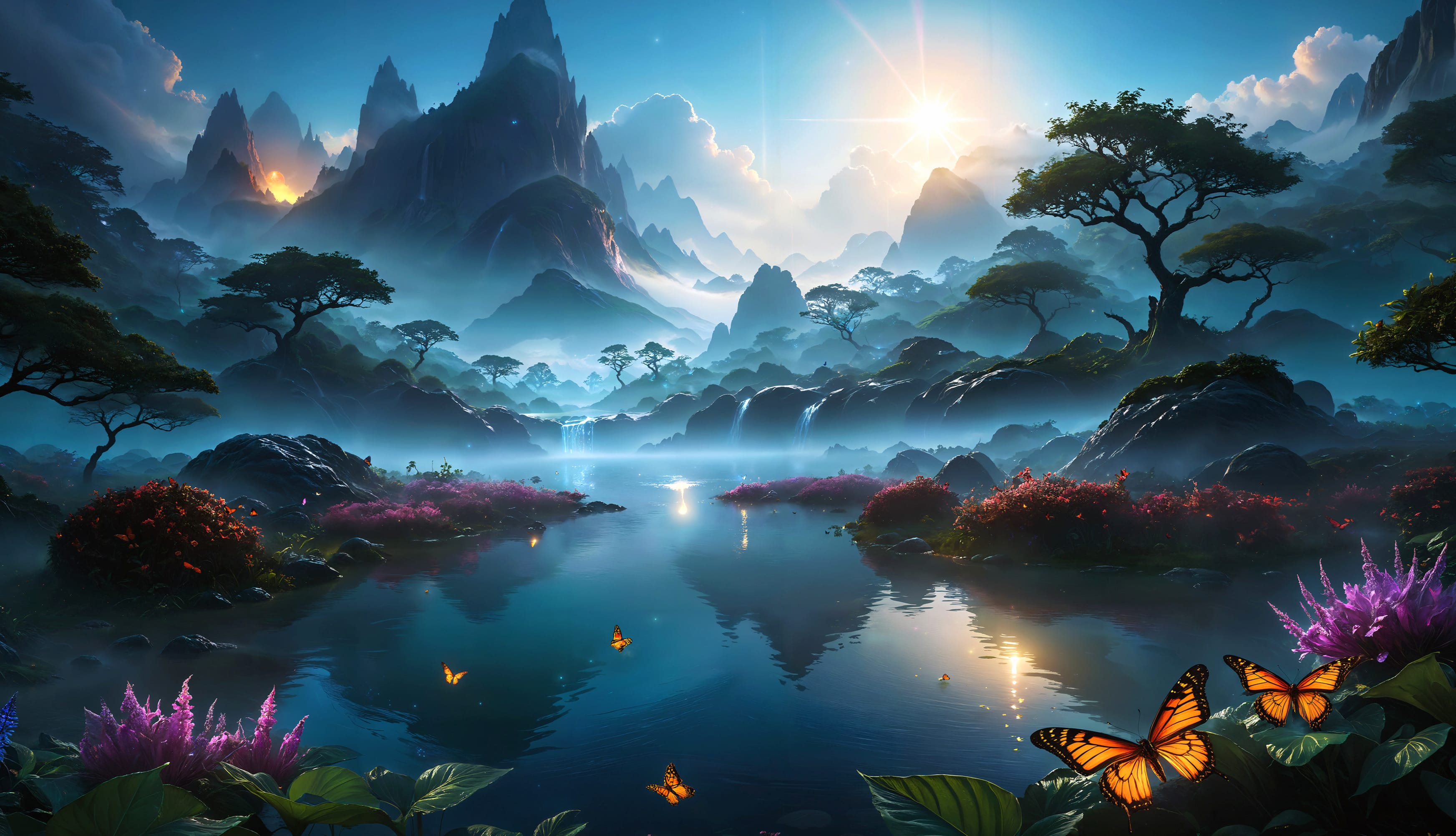 Artistic Lake Landscape AI Art at 1024 x 1024 iPad size wallpapers HD quality