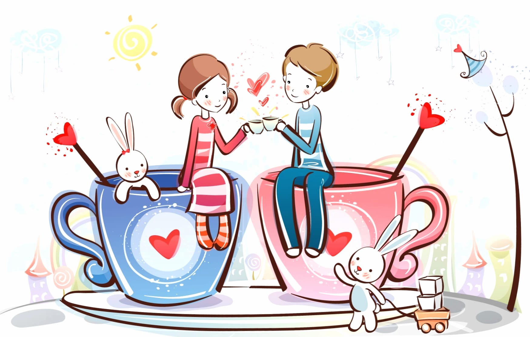 Artistic Love in Cups - at 2560 x 1440 HD size wallpapers HD quality