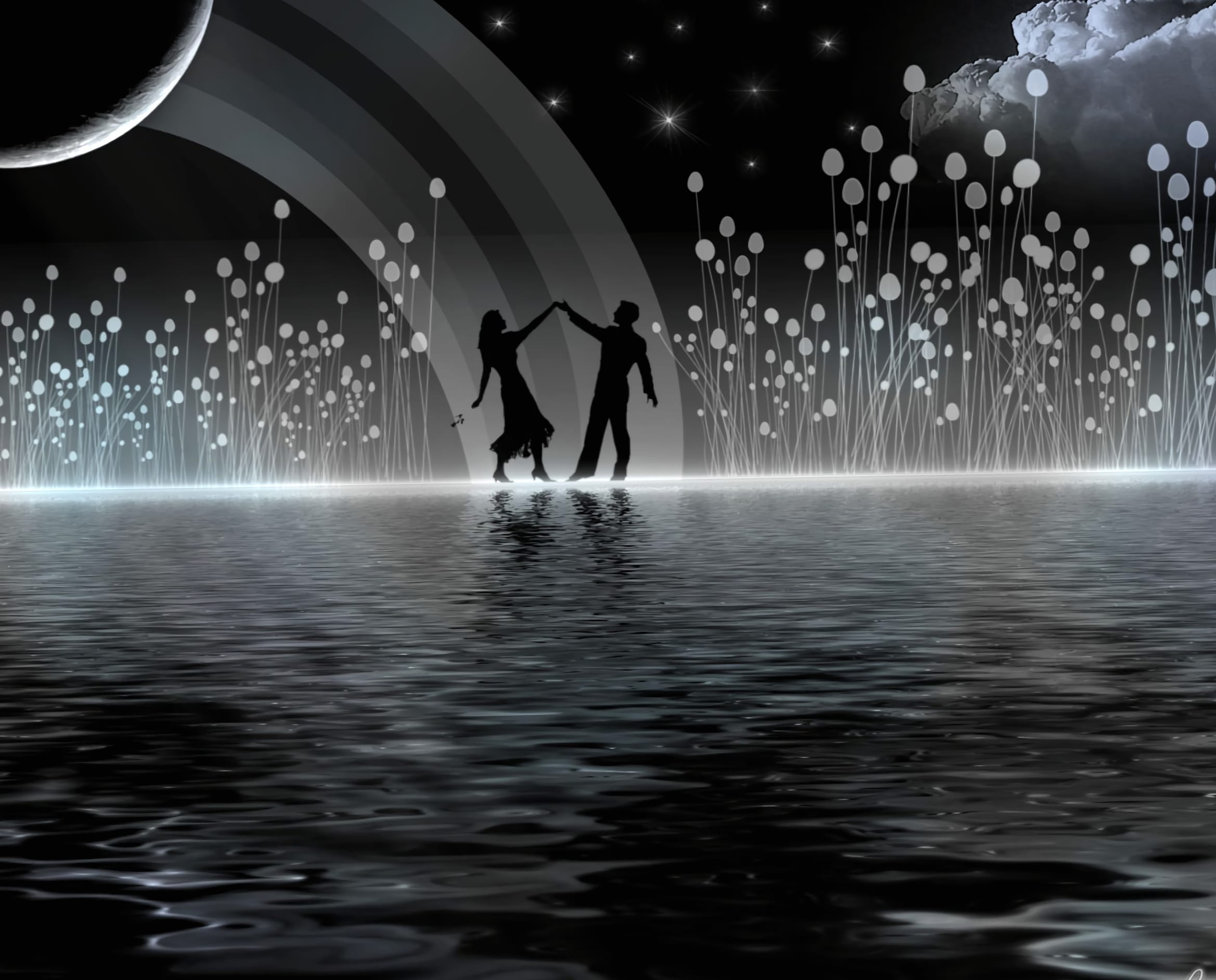 Artistic Love Under the Moon - wallpapers HD quality