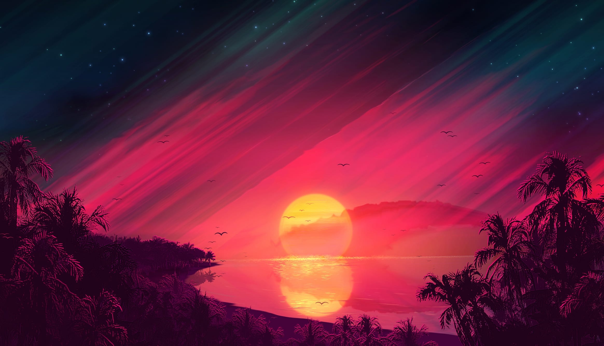 Artistic Sunset Palms at 750 x 1334 iPhone 6 size wallpapers HD quality