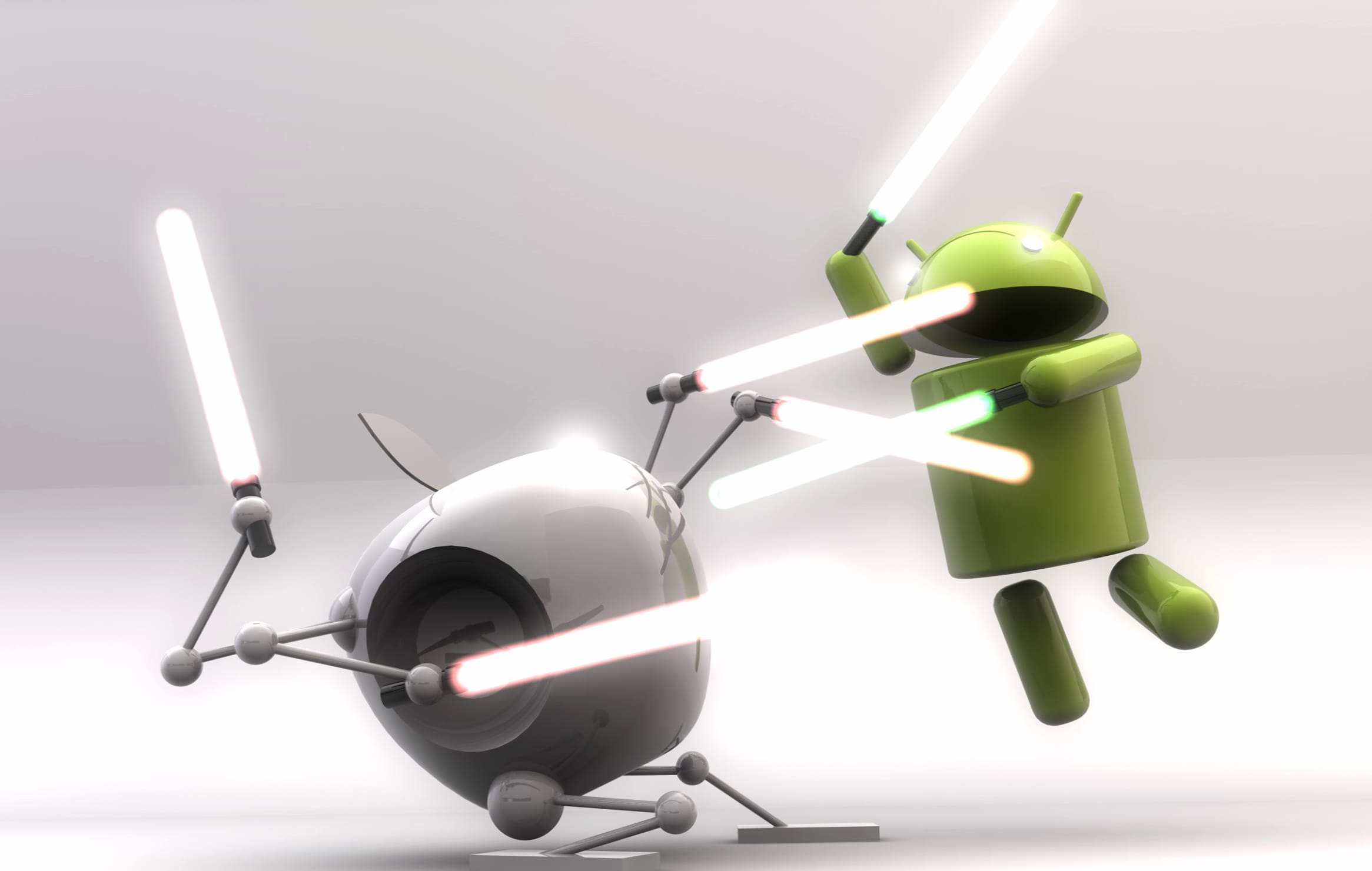 Artistic Tech Duel of Apple and Google at 1920 x 1080 HD size wallpapers HD quality