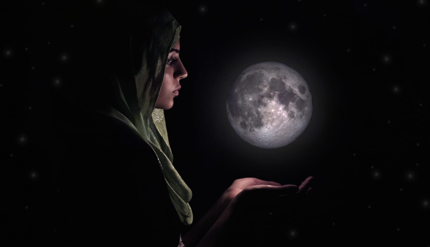 Artistic Woman and Moon wallpapers HD quality