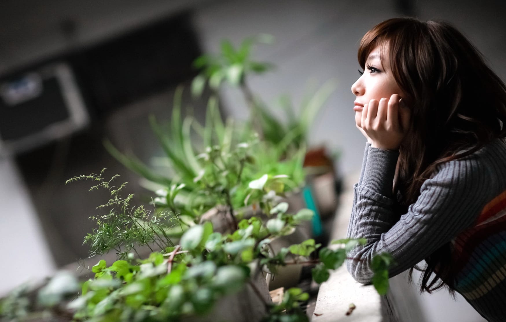 Asian Woman in Contemplation - wallpapers HD quality