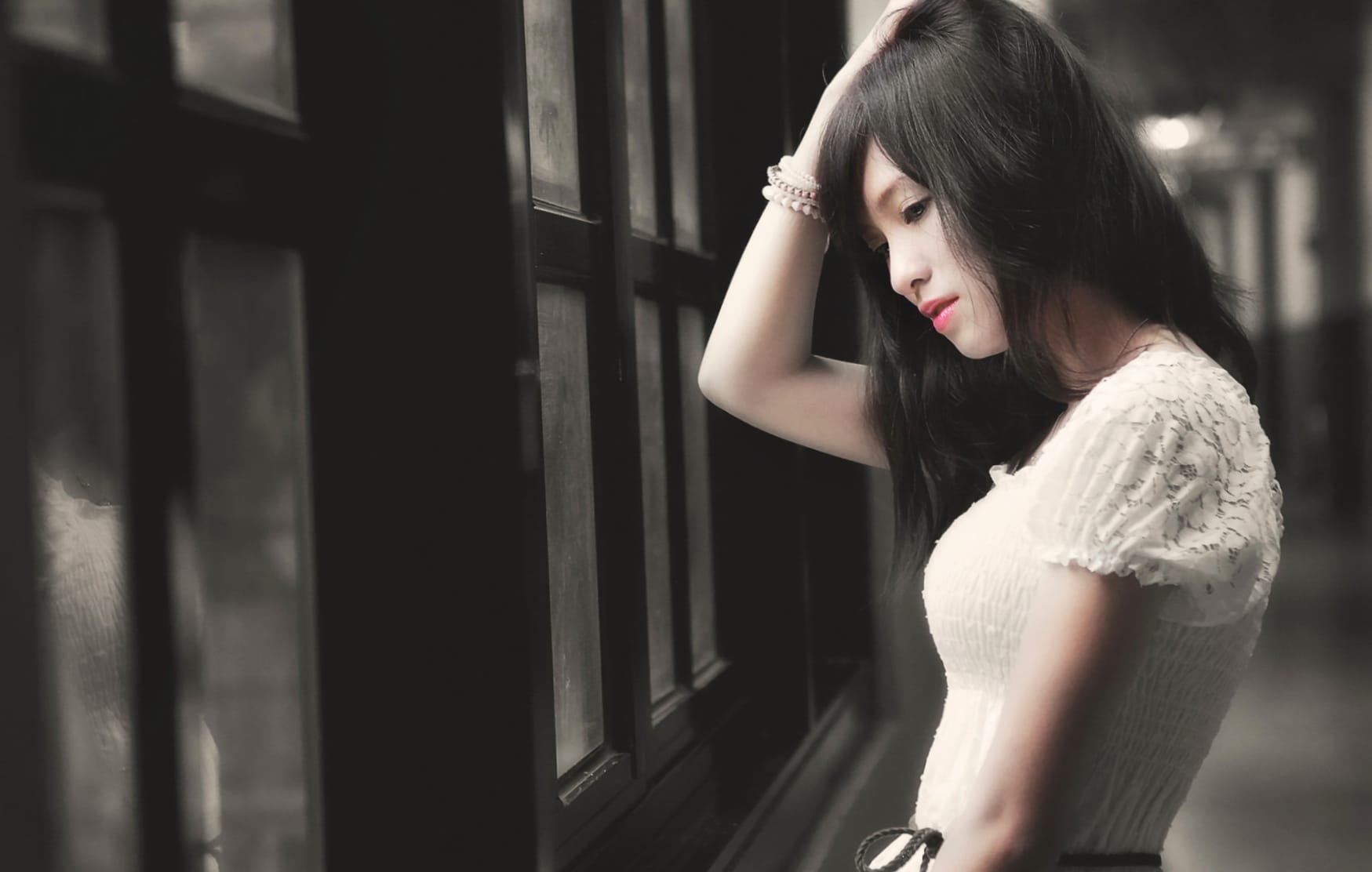 Asian Woman in Thought - wallpapers HD quality