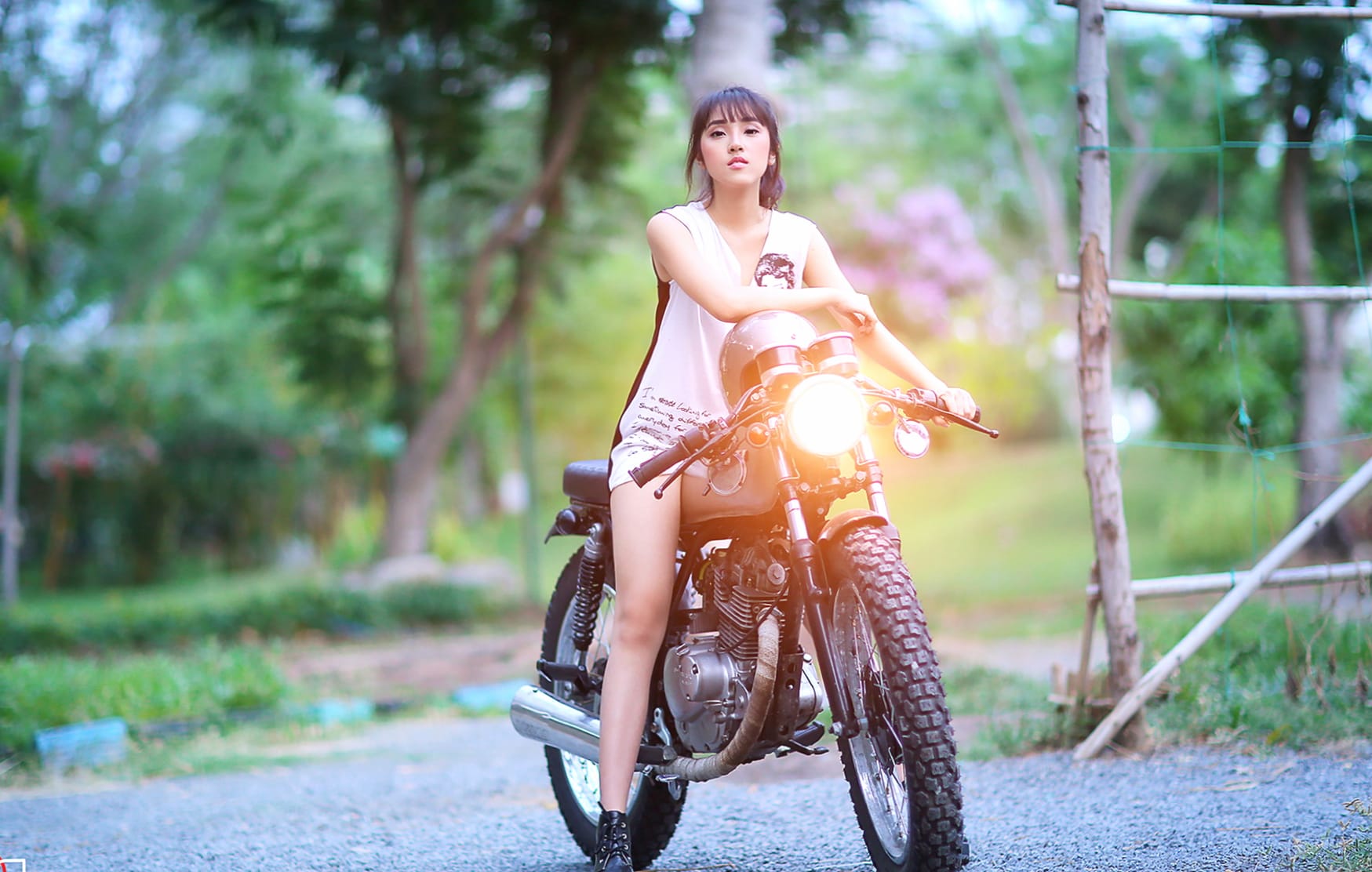 Asian Woman on Motorcycle at 2560 x 1440 HD size wallpapers HD quality