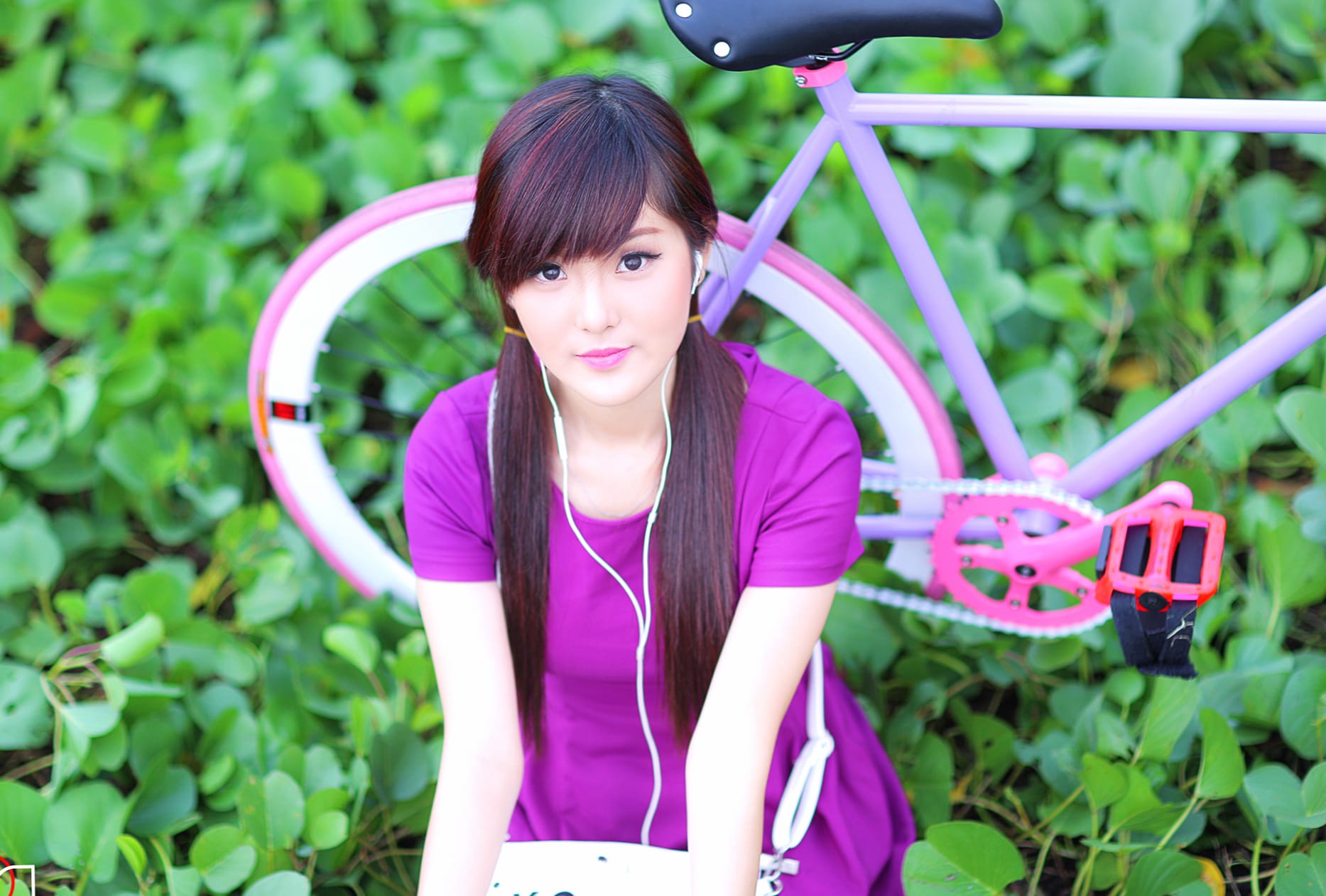 Asian Woman with Bicycle wallpapers HD quality