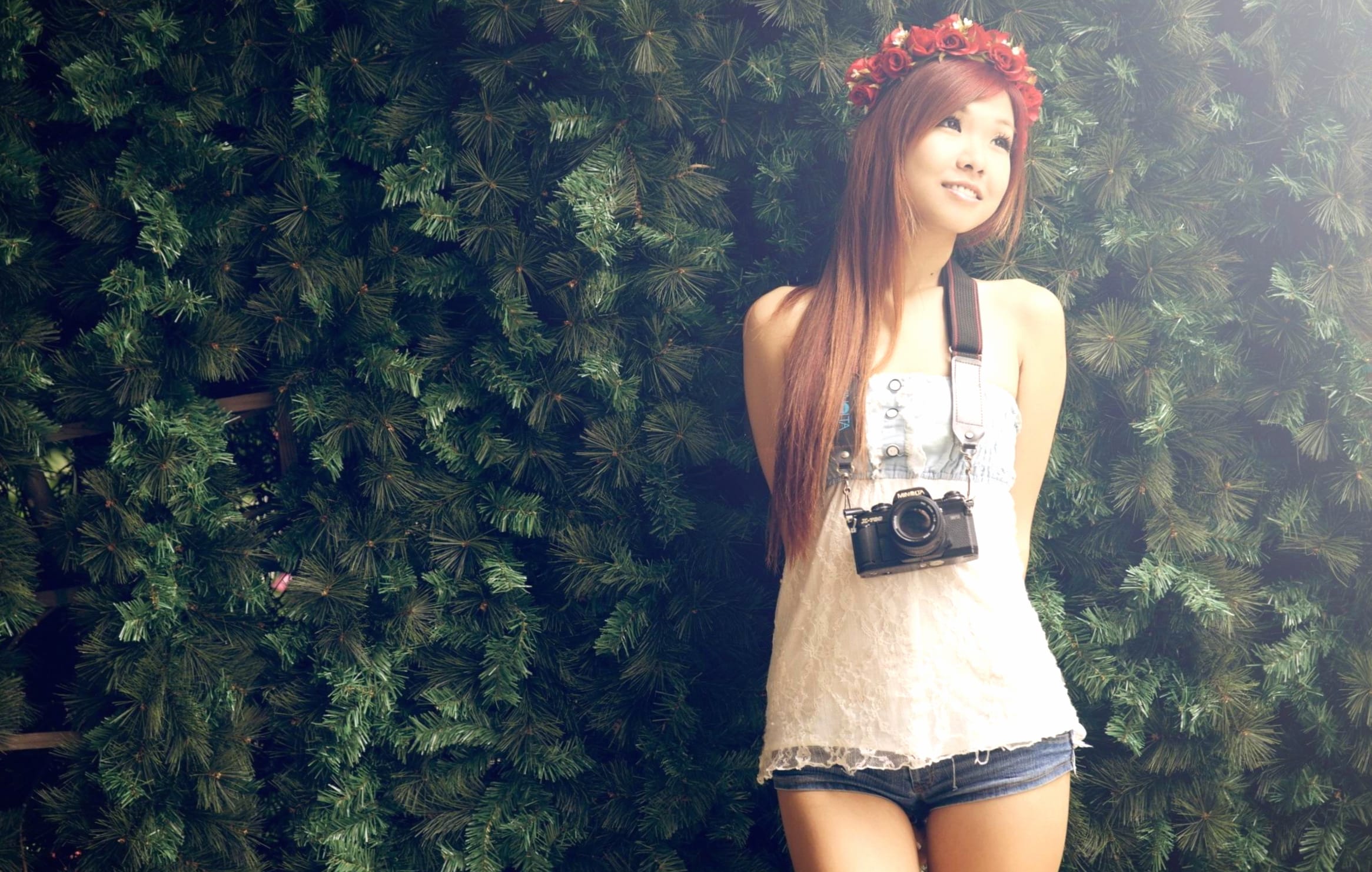 Asian Woman with Camera - at 2560 x 1440 HD size wallpapers HD quality