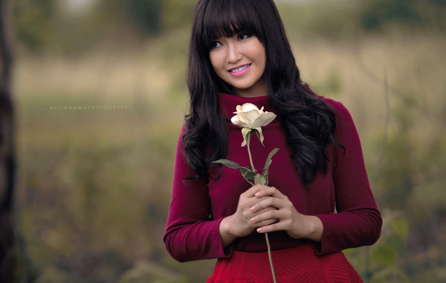 Asian Woman with Flower - wallpapers HD quality