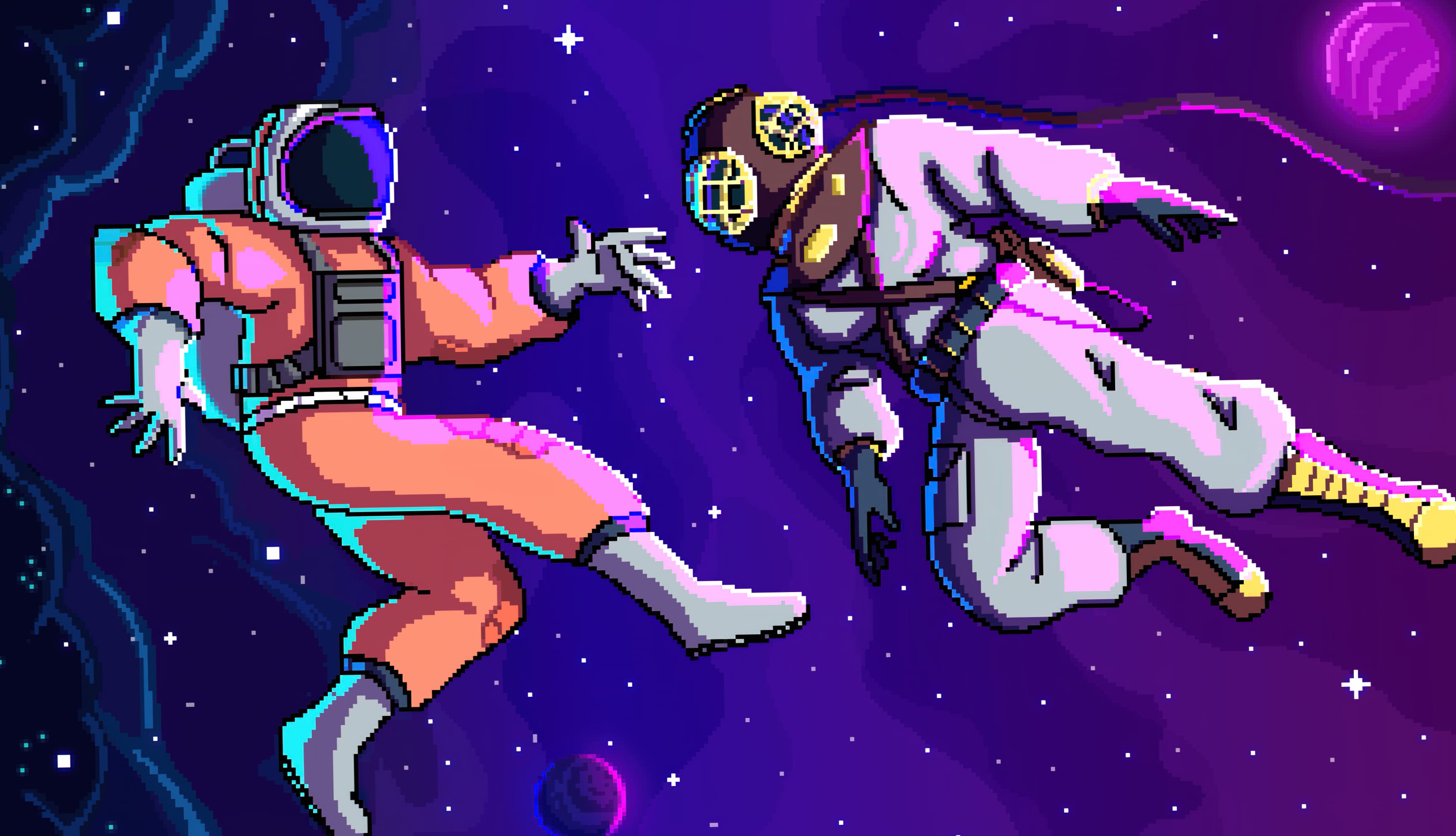 Astronauts Pixel art wallpapers HD quality