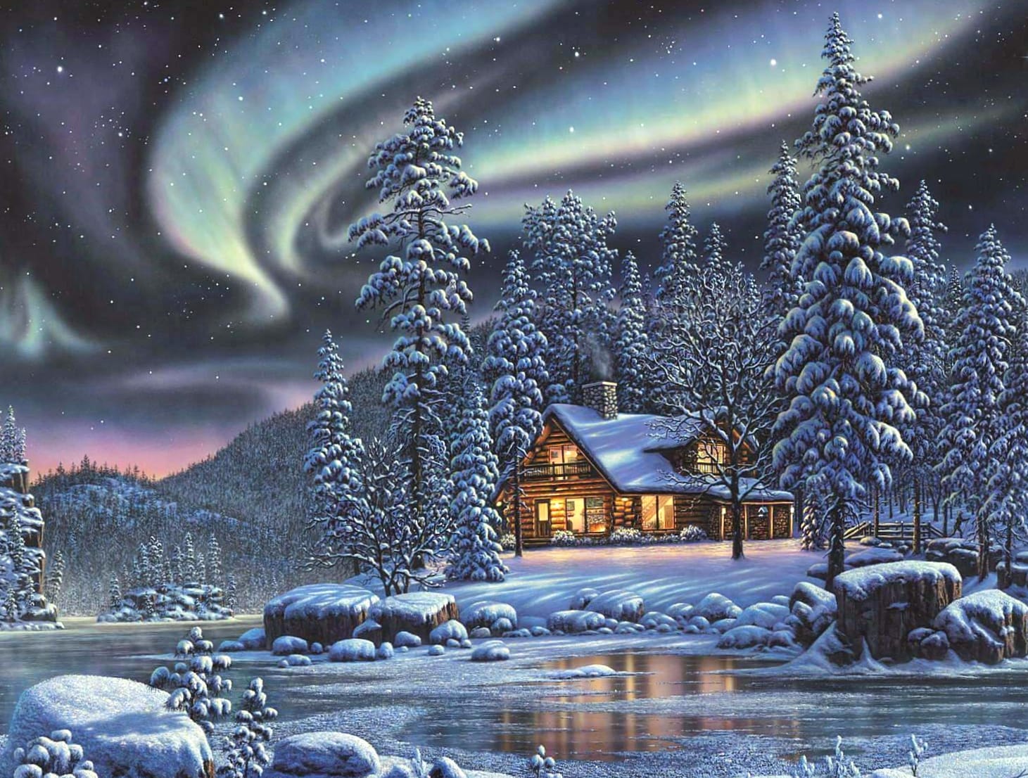 Aurora Borealis Winter Wonderland wallpapers HD quality