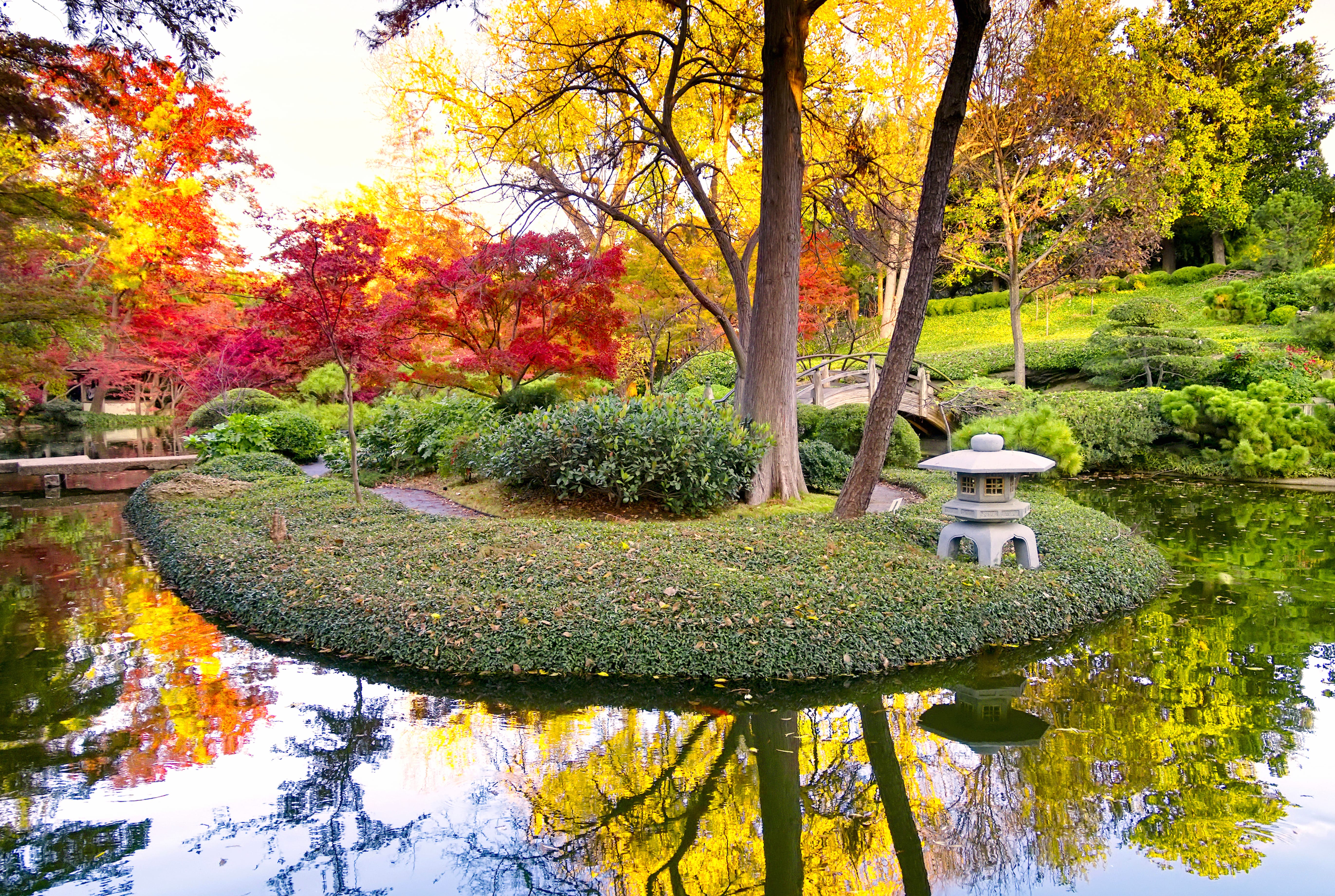 Autumn Reflection Park - at 1024 x 1024 iPad size wallpapers HD quality