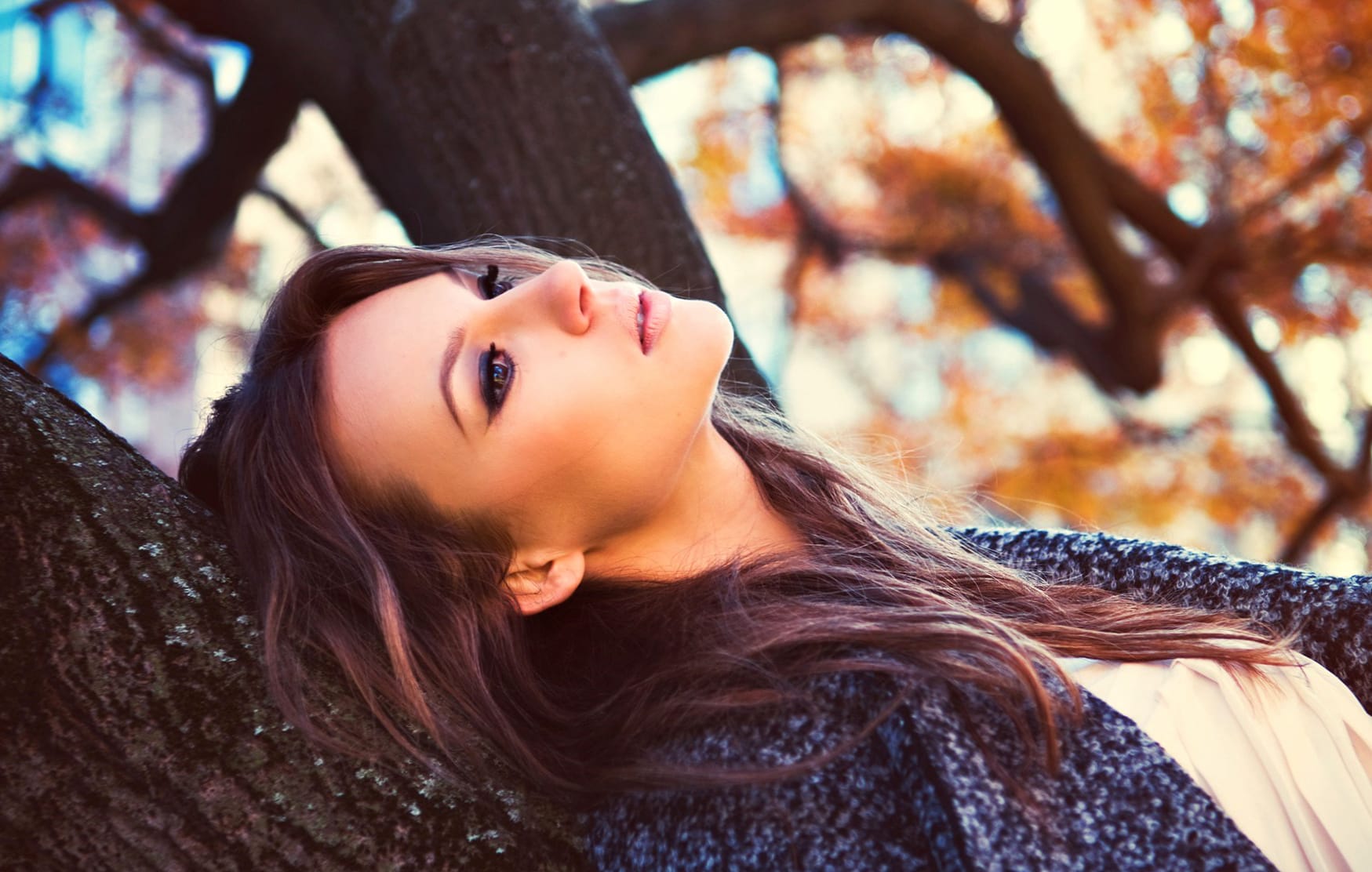 Autumn Reverie - Model at 1366 x 768 HD size wallpapers HD quality