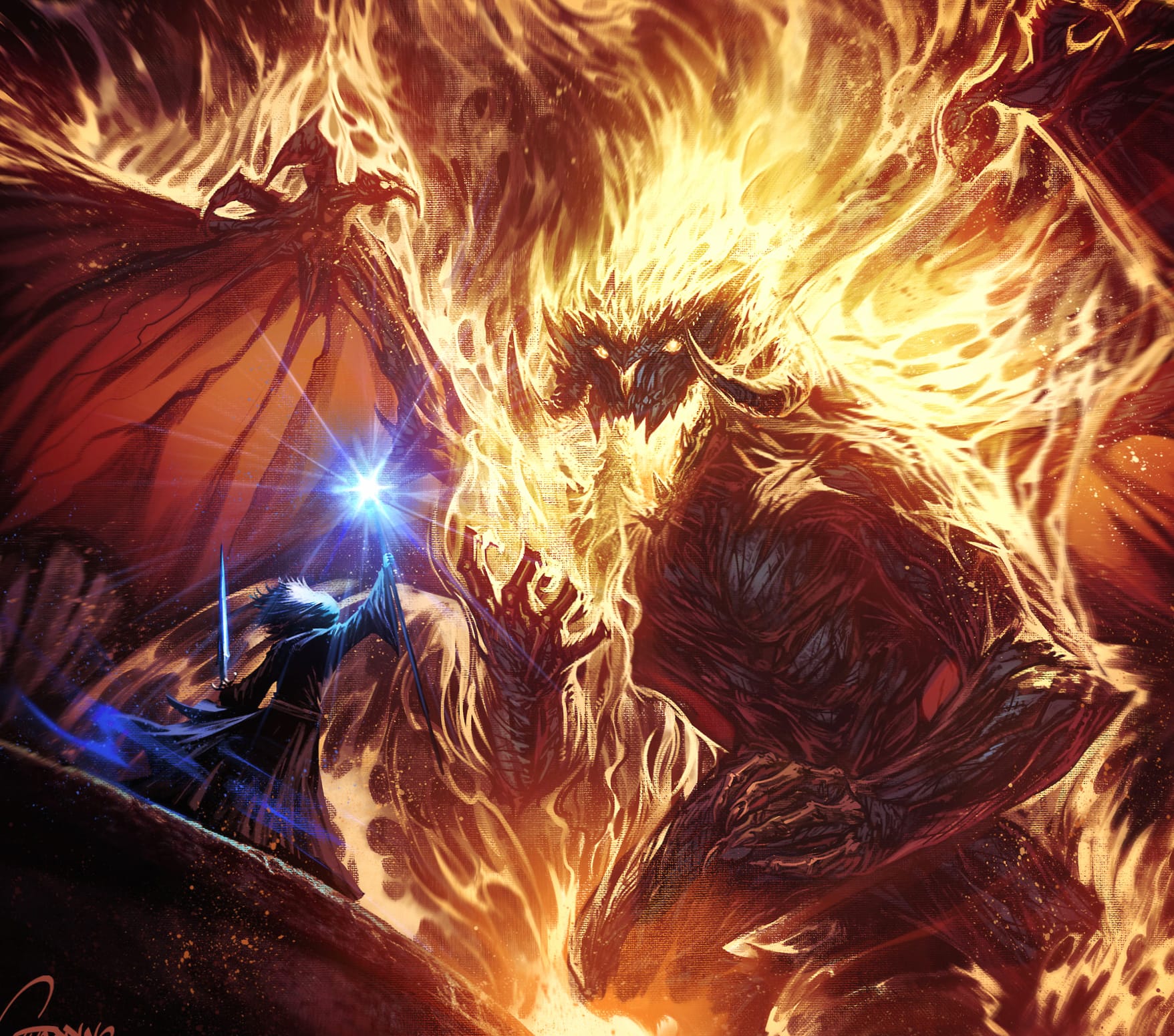 Balrog (Lord Of The Rings) Gandalf Fantasy The Lord Of The Rings wallpapers HD quality