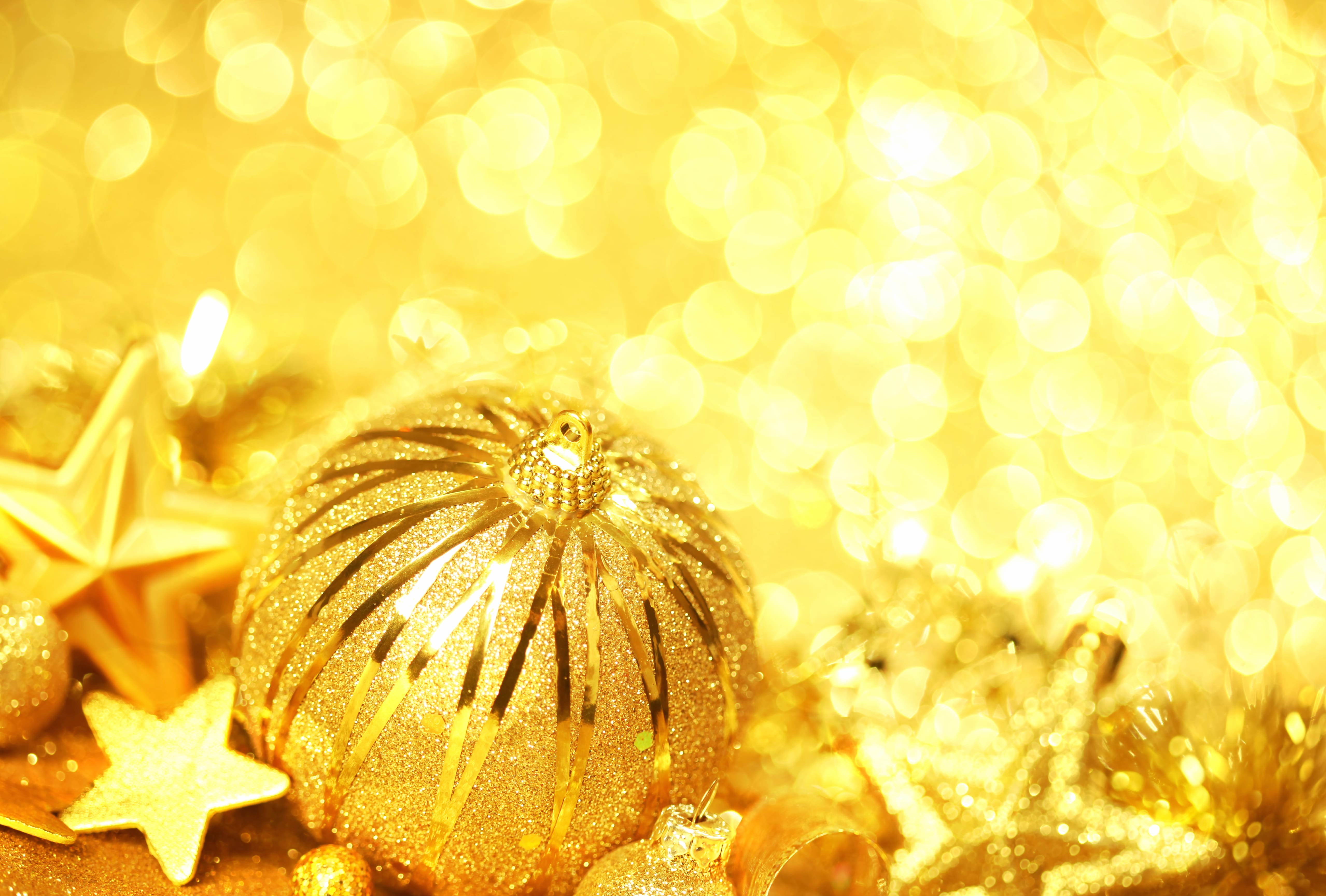 Bauble Christmas Ornaments Star Golden Bokeh Holiday Christmas at 750 x 1334 iPhone 6 size wallpapers HD quality