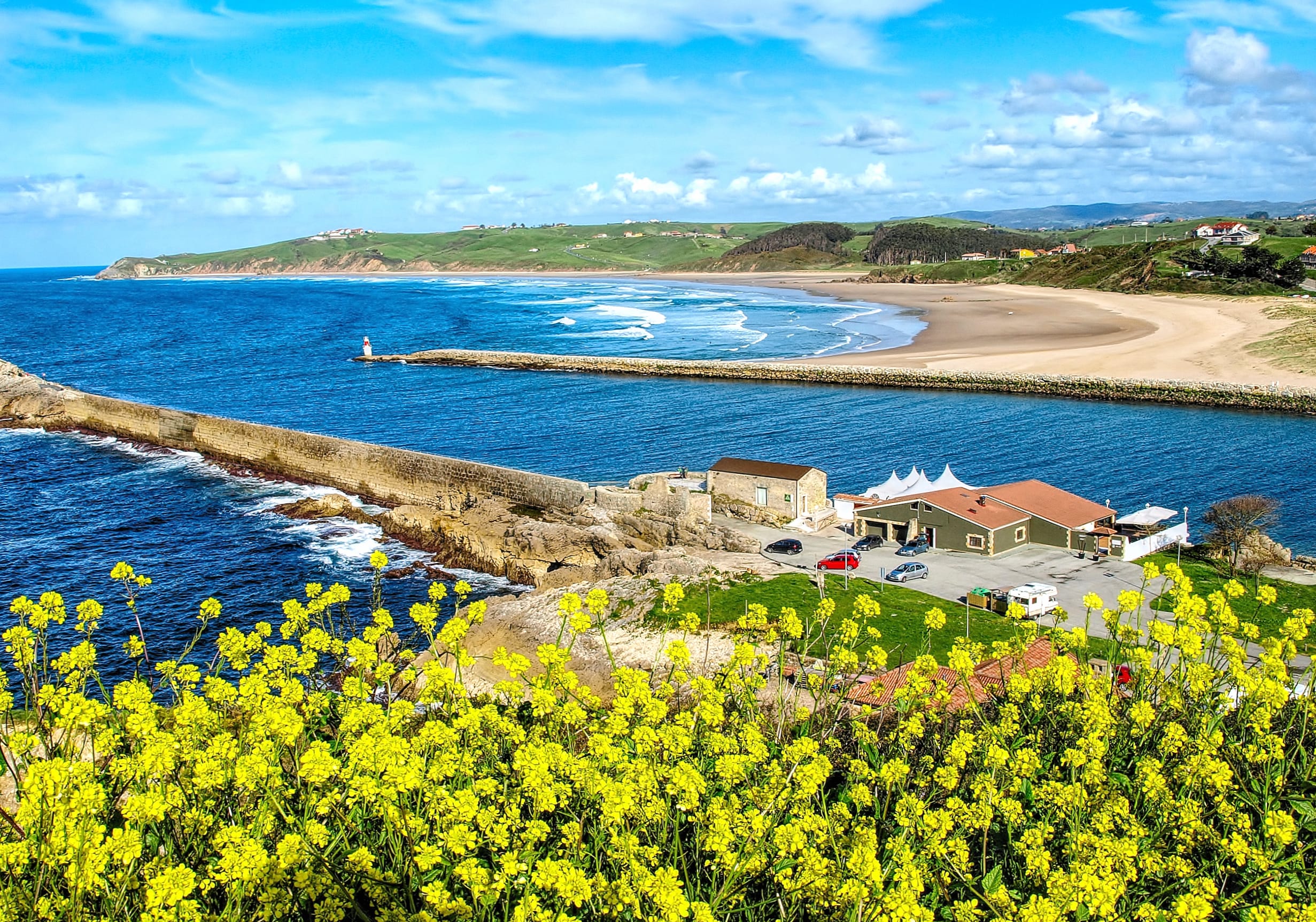 Beach Rapeseed Sea Ocean House Spain Cantabria Coast Earth Photography Coastline wallpapers HD Beach Rapeseed Sea Ocean House Spain Cantabria Coast Earth Photography Coastline wallpapers HD quality
