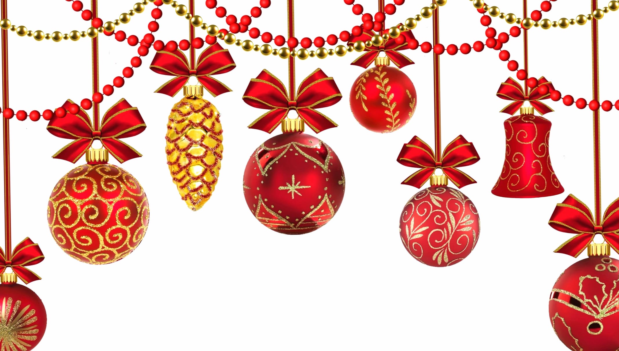 Beads Red Christmas Ornaments Holiday Christmas wallpapers HD quality