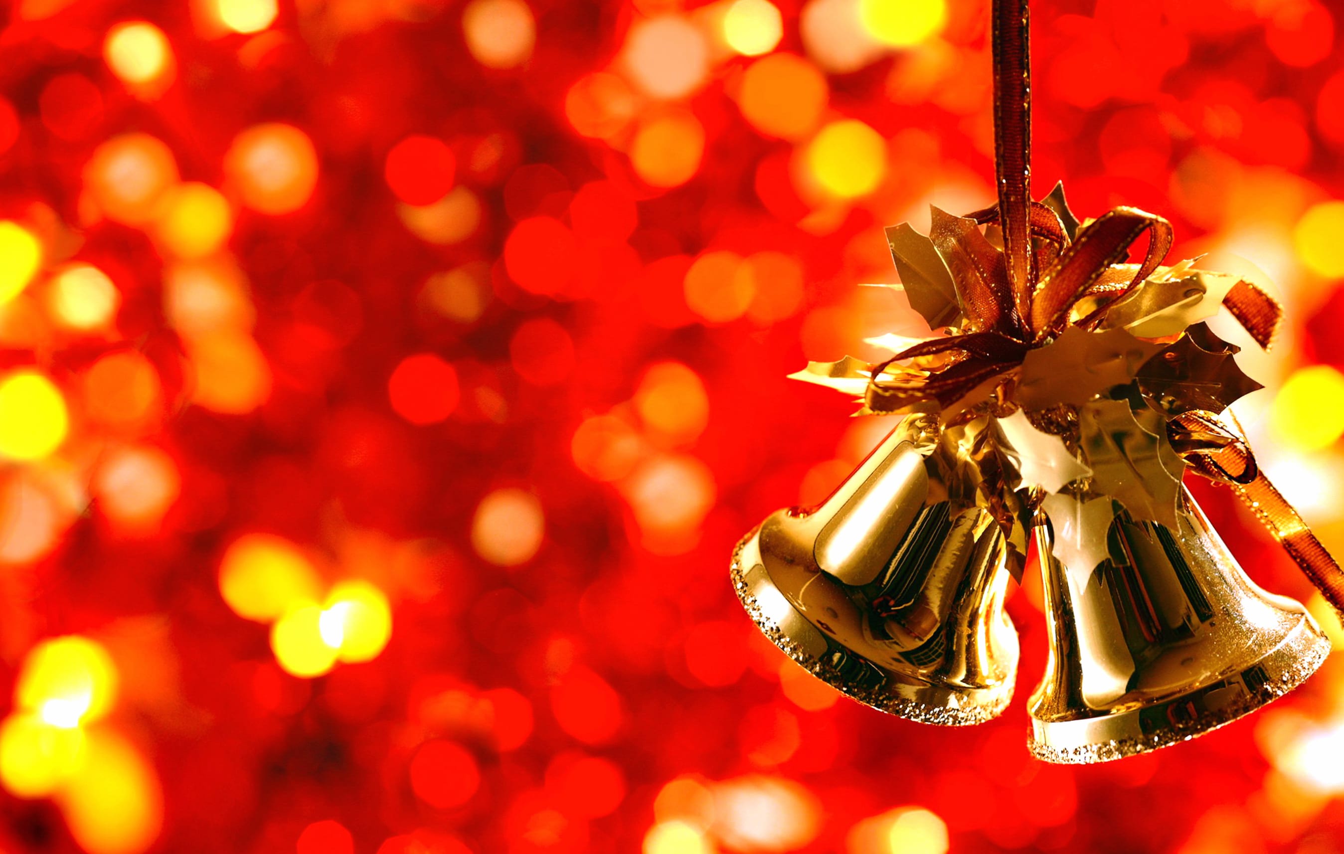 Bell Bokeh Christmas Ornaments Red Holiday Christmas wallpapers HD quality