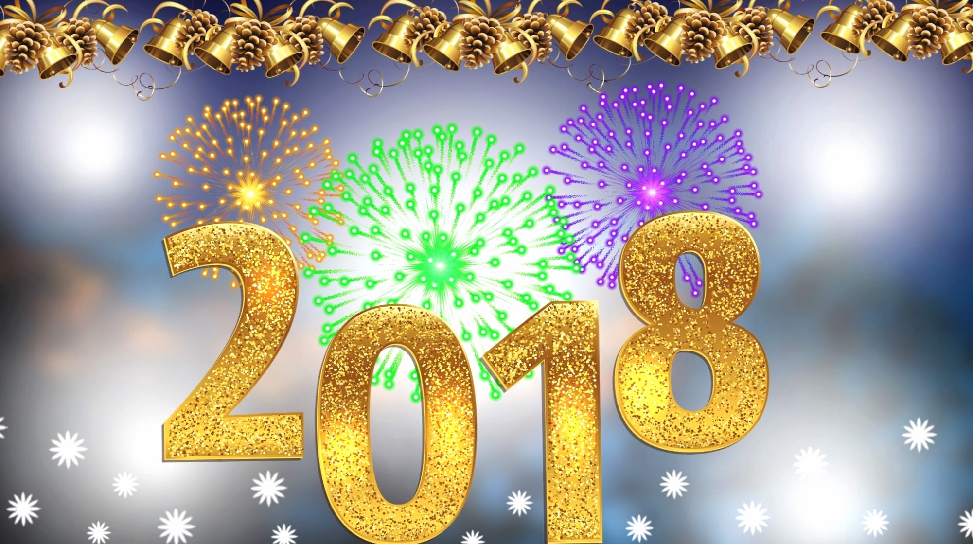 Bell Fireworks New Year Holiday New Year 2018 wallpapers HD quality