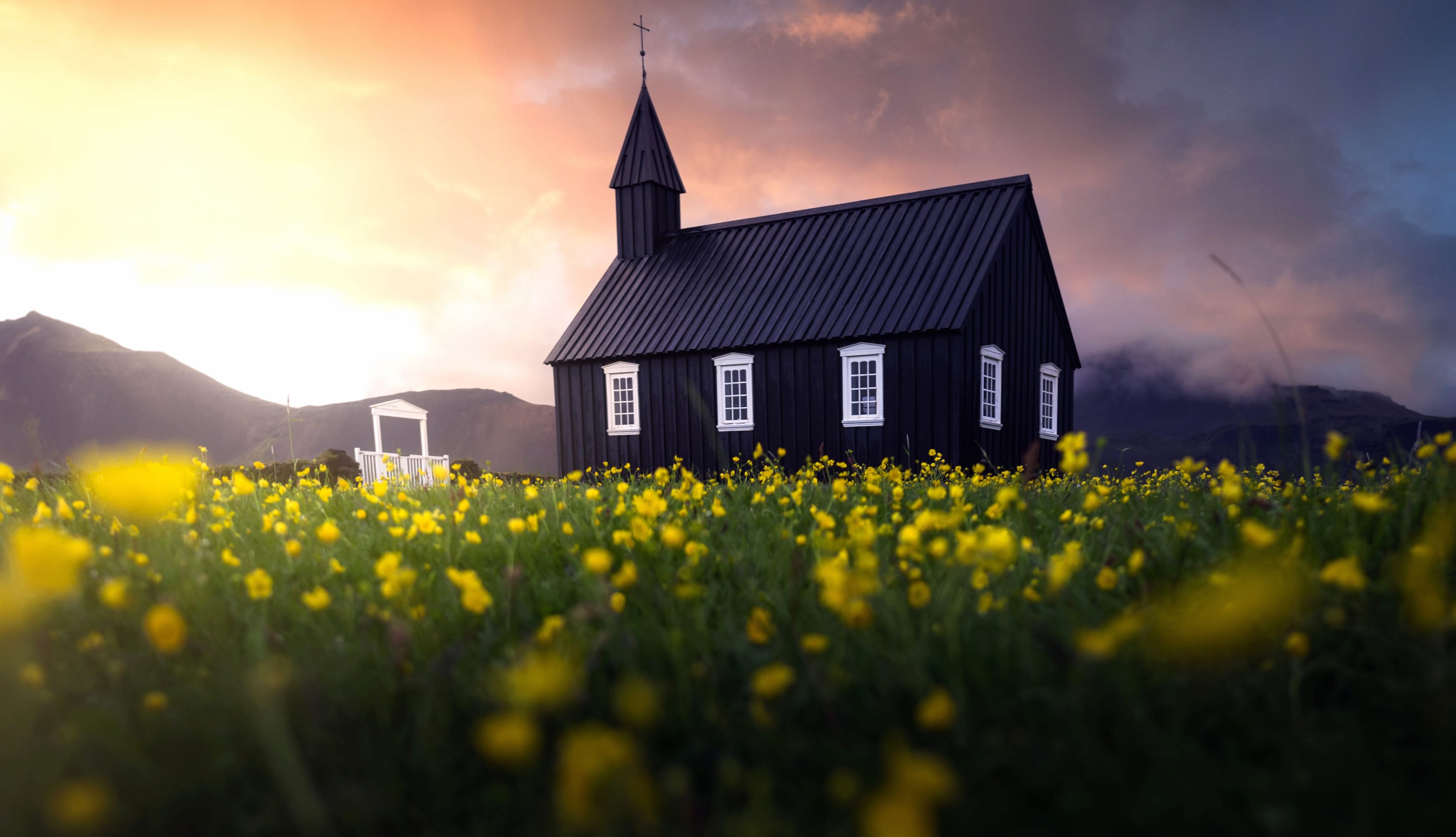 Black Church of Budir Landscape wallpapers HD quality