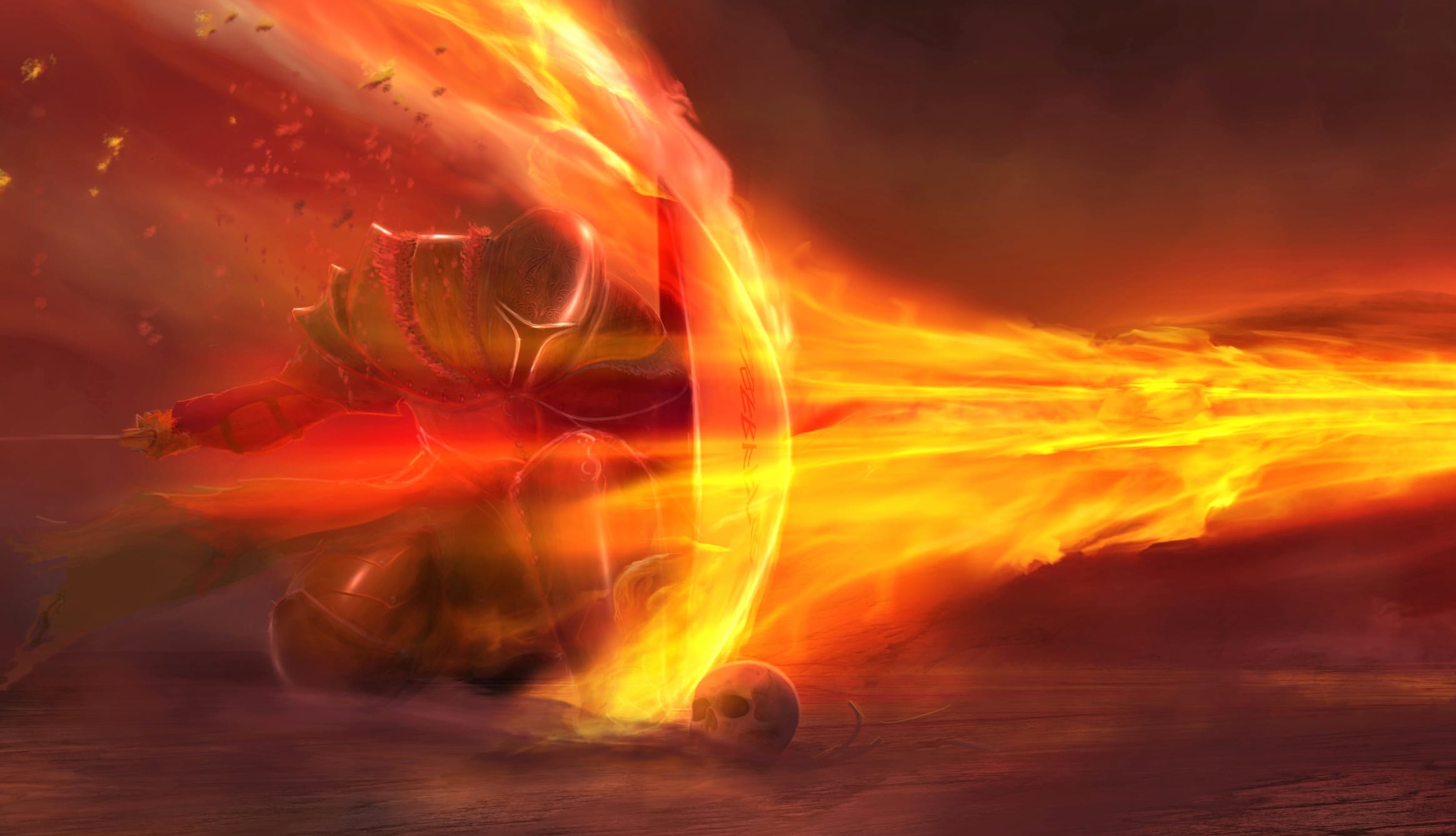 Blazing Knight Shield - Fantasy wallpapers HD quality