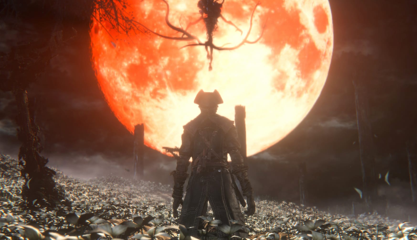 Bloodborne Warrior Under Blood Moon at 1536 x 864 HD size wallpapers HD quality