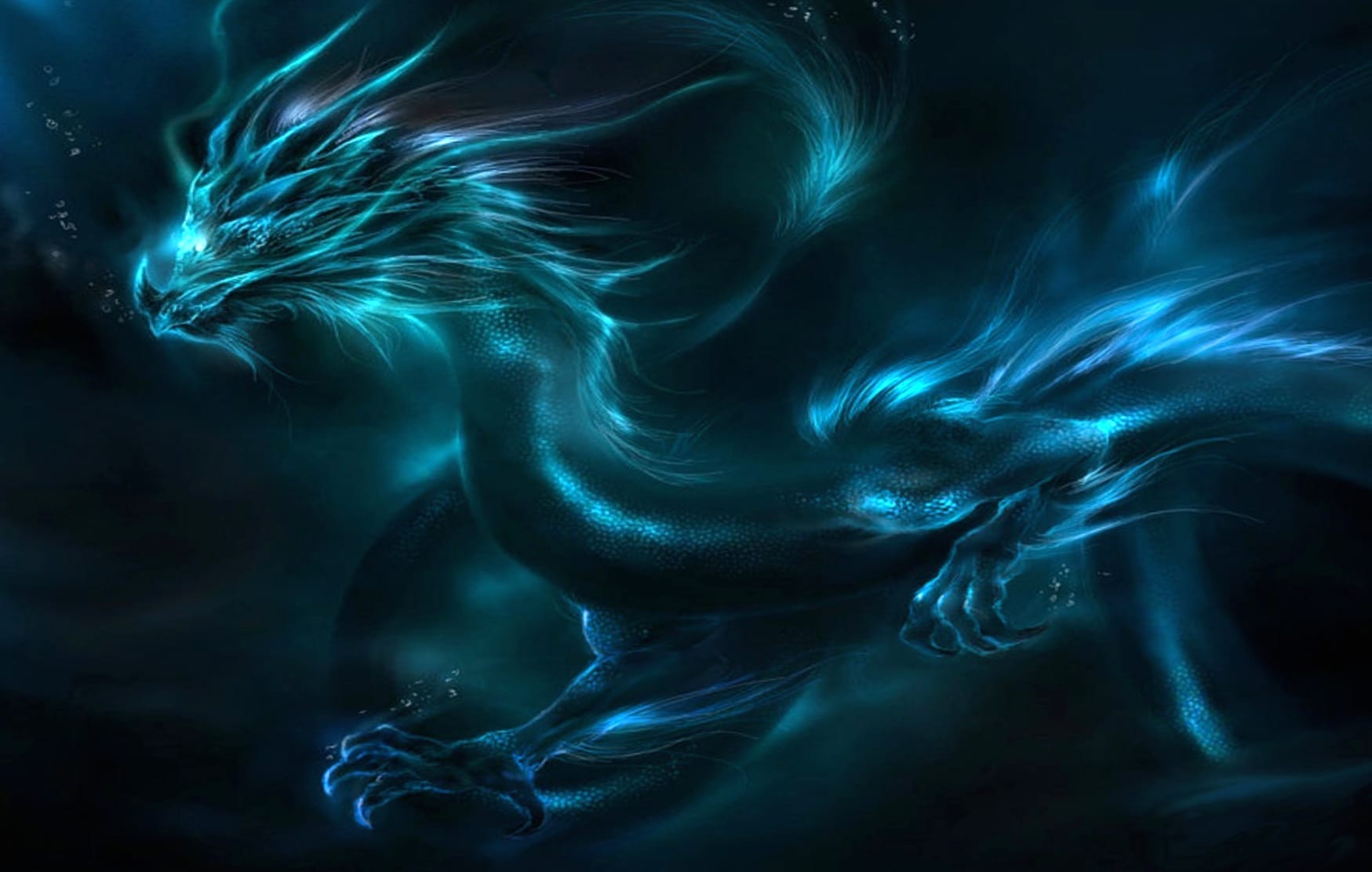 Blue Fantasy Dragon at 1366 x 768 HD size wallpapers HD quality