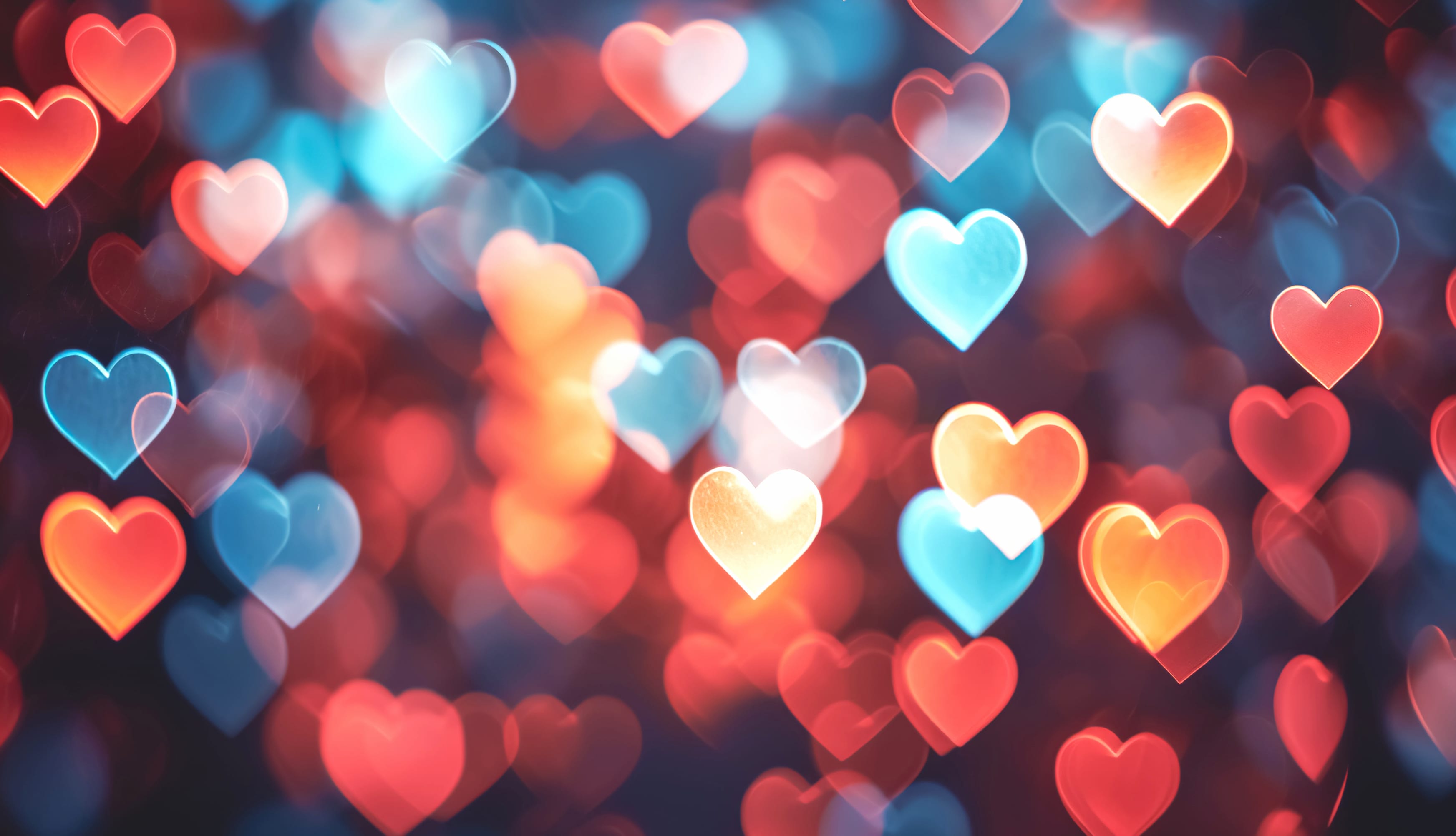 Bokeh Background Love hearts at 2048 x 2048 iPad size wallpapers HD quality