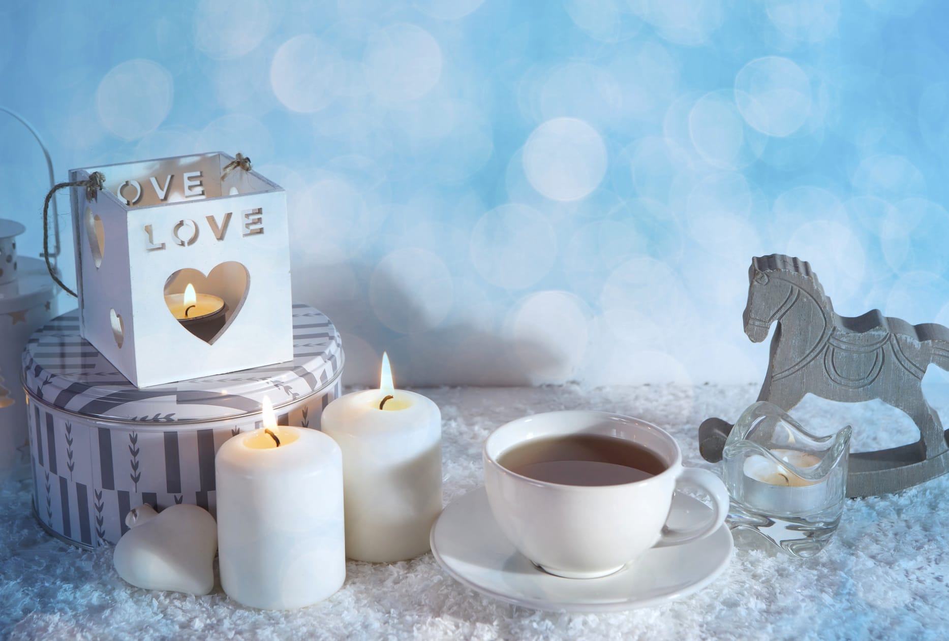 Bokeh Love Candle Cup Tea Photography Still Life wallpapers HD quality