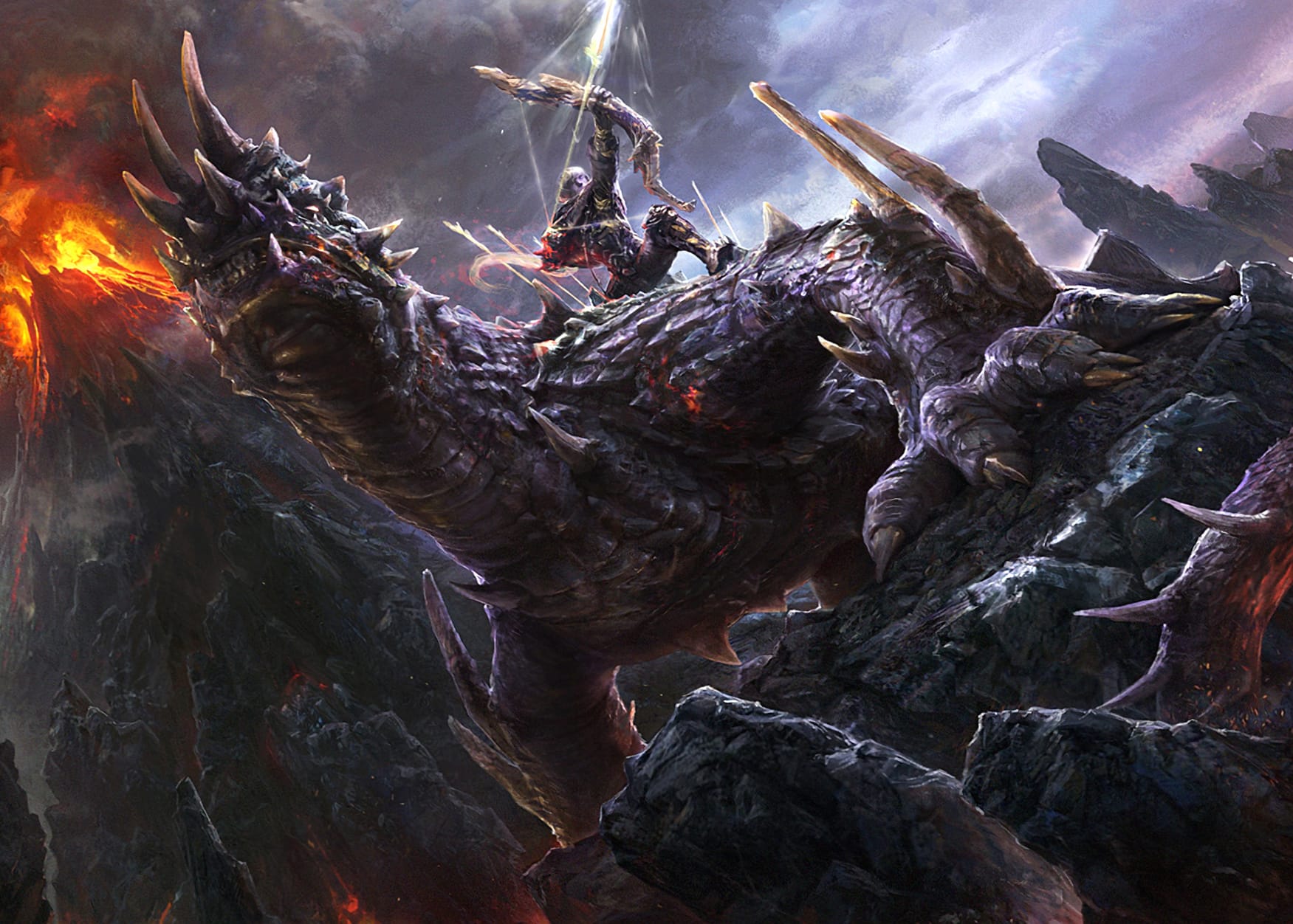 Bow-Wielding Warrior vs. Volcanic Monster wallpapers HD quality