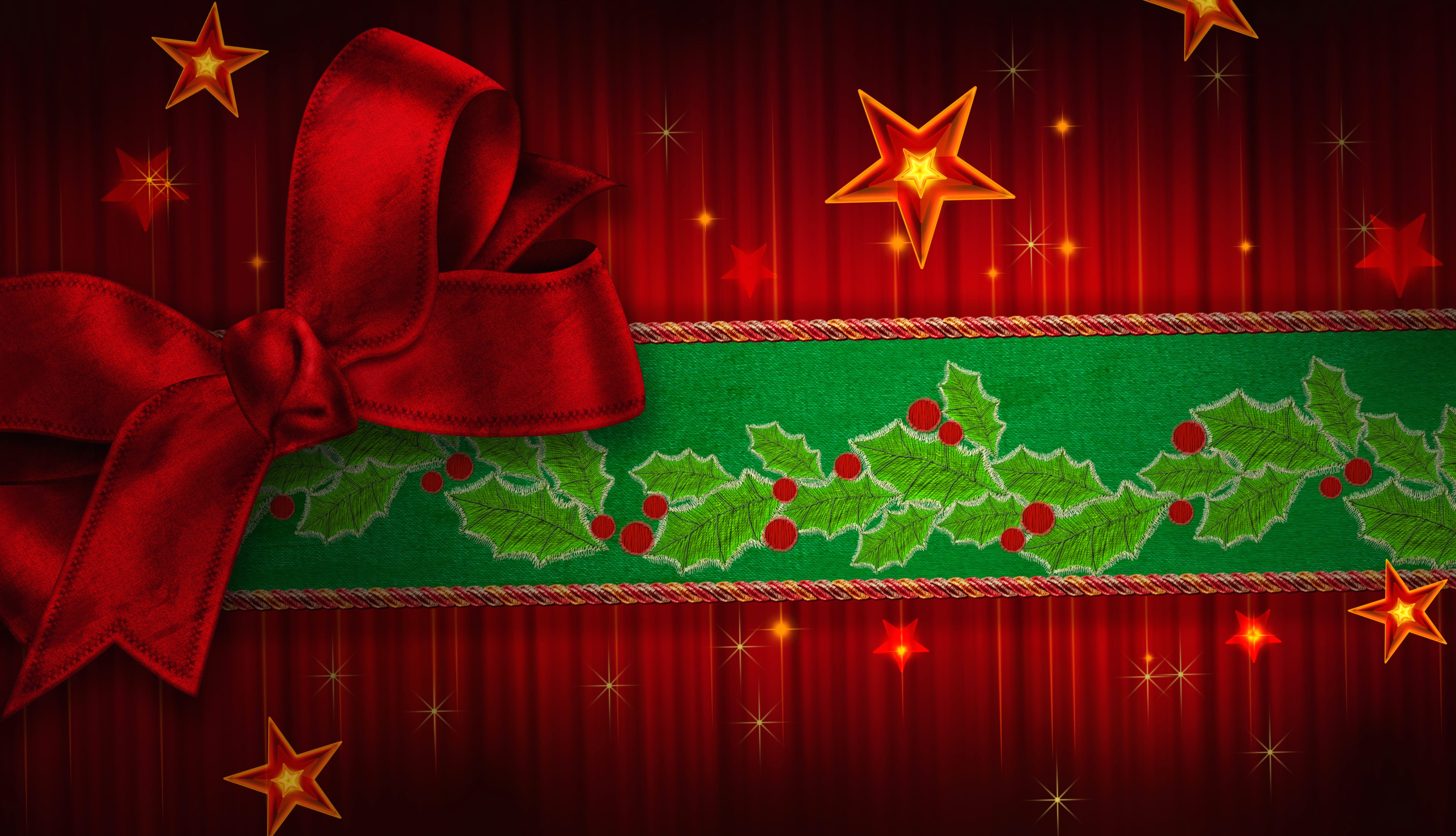 Bow (Clothing) Star Ribbon Red Holiday Christmas wallpapers HD quality