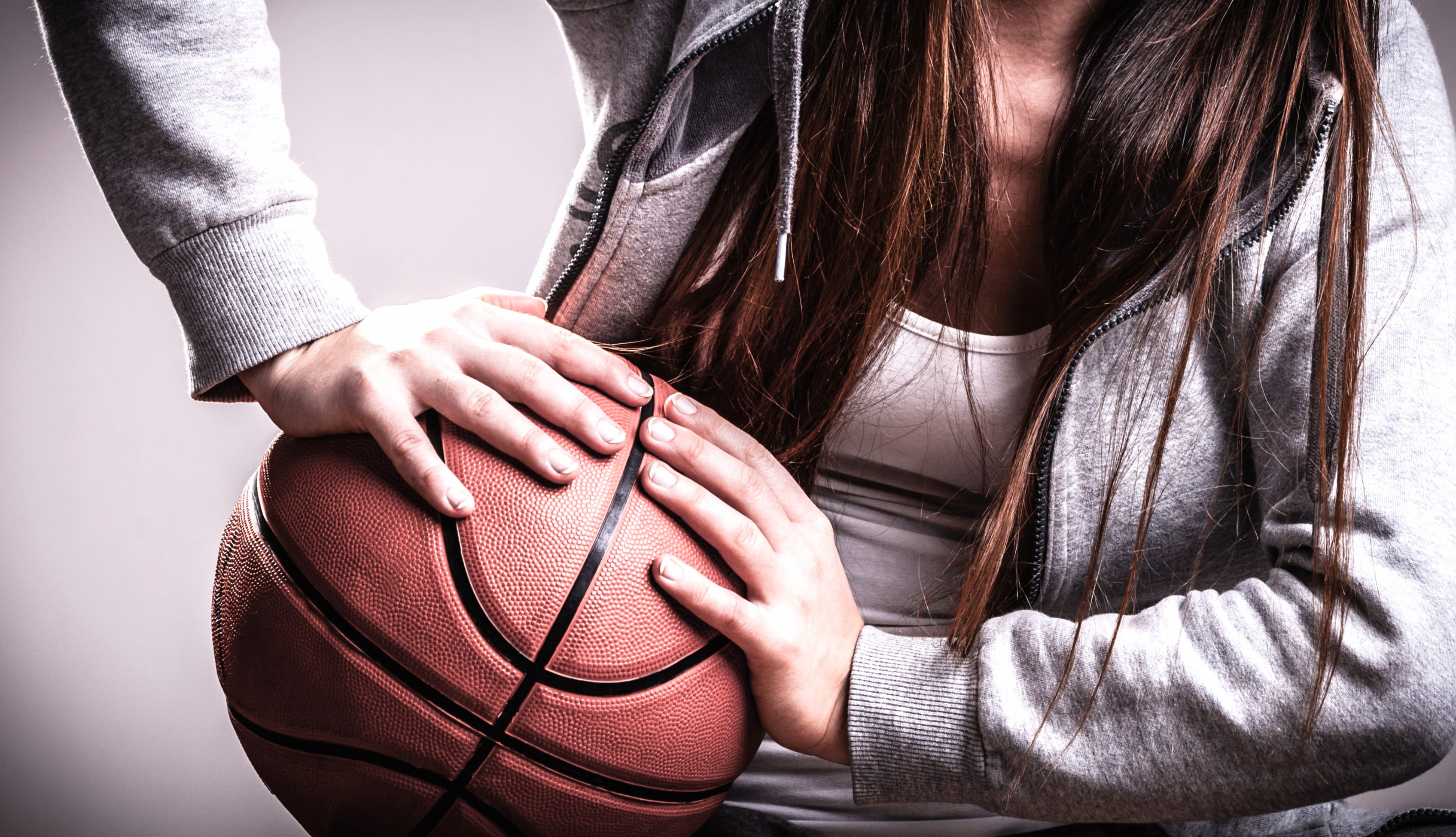 Brunette Model Basketball Sports at 320 x 480 iPhone size wallpapers HD quality