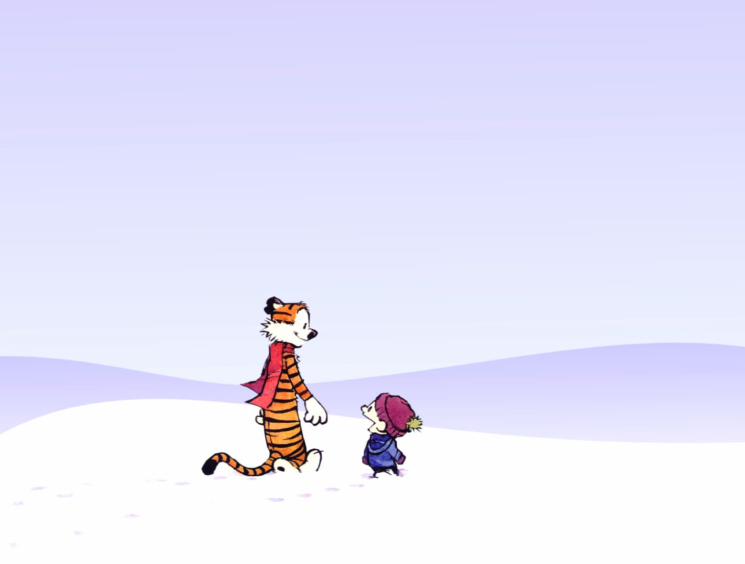 Calvin and Hobbes Winter Stroll at 750 x 1334 iPhone 6 size wallpapers HD quality