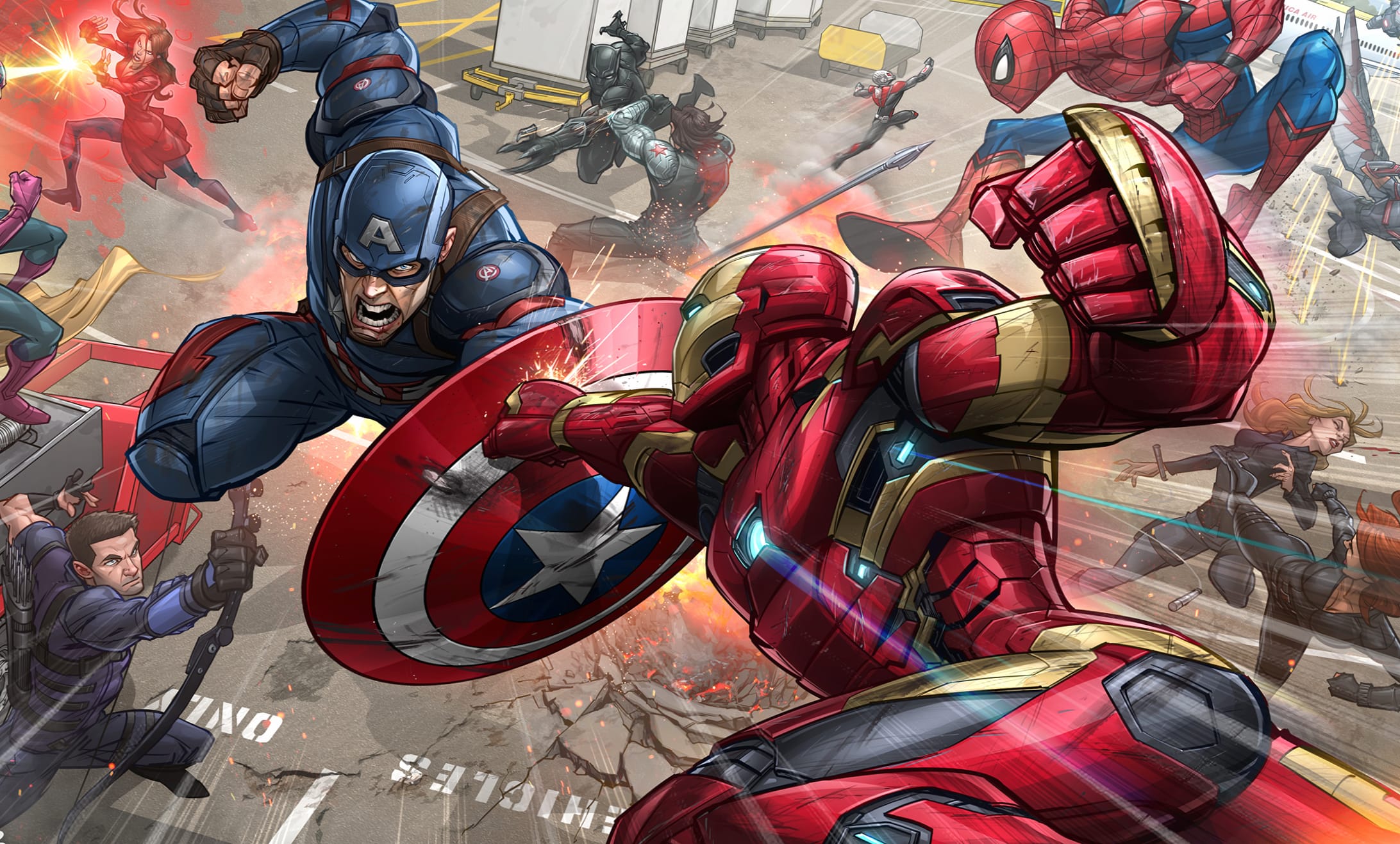 Captain America Civil War Epic Battle at 2560 x 1440 HD size wallpapers HD quality