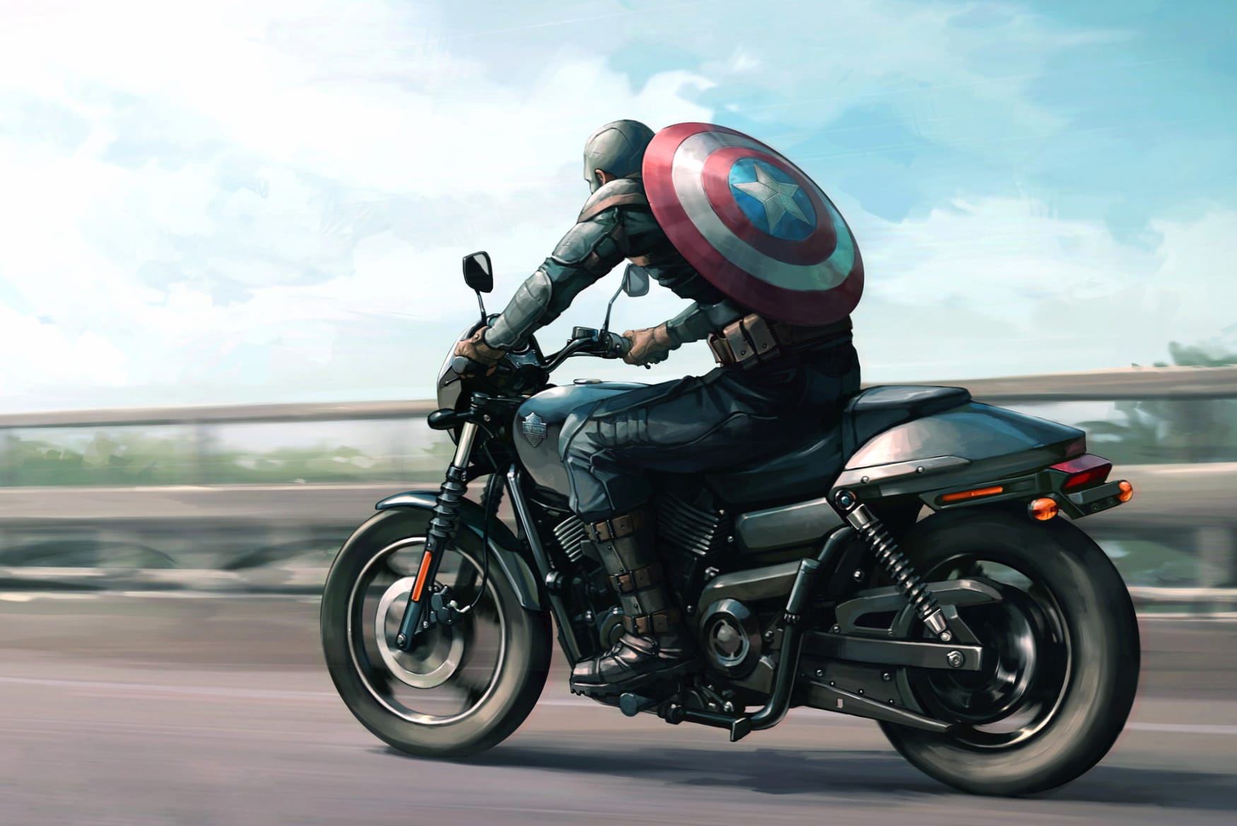 Captain America The Winter Soldier - Harley-Davidson Ride at 320 x 480 iPhone size wallpapers HD quality