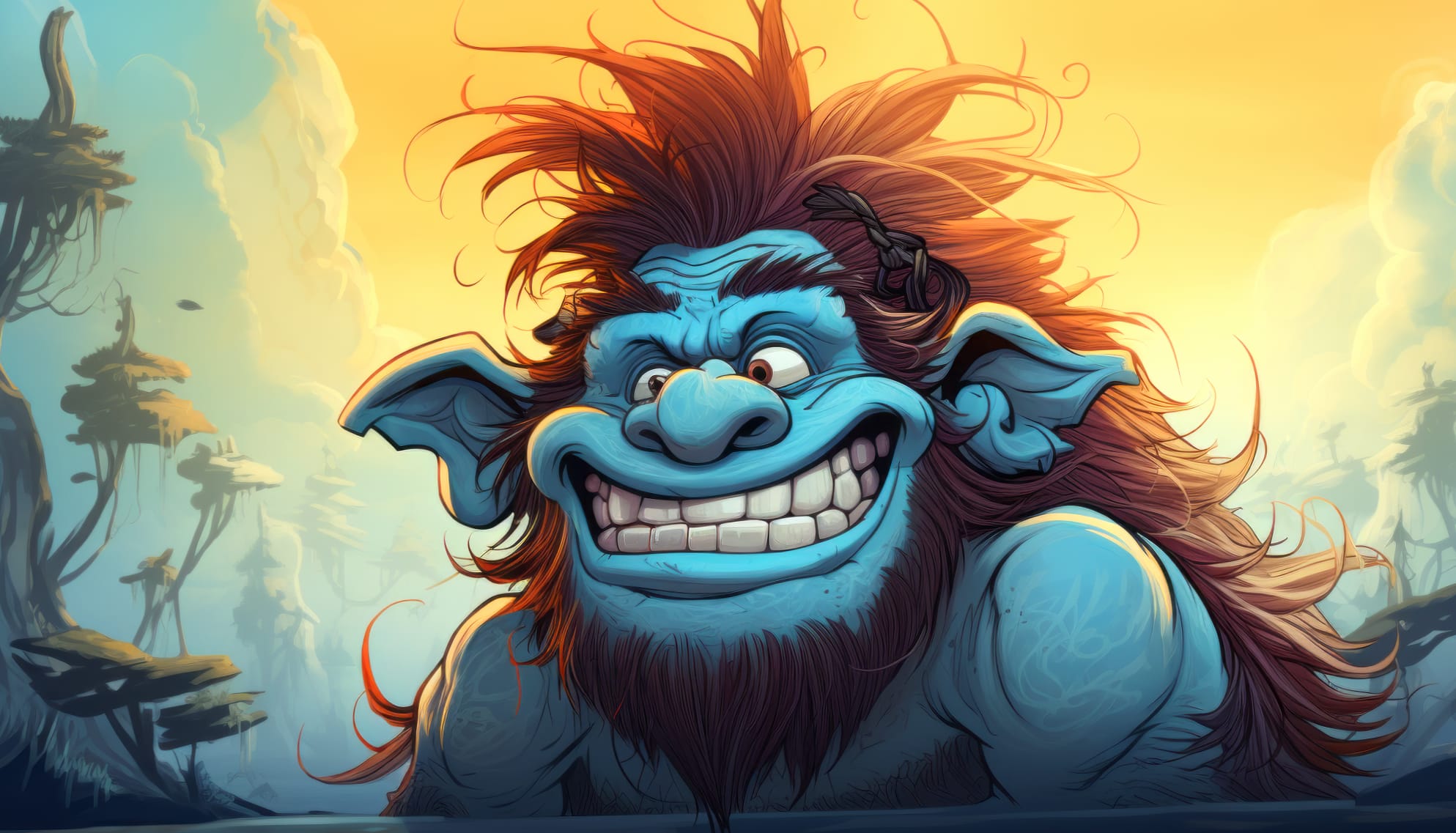 Cartoon Style Blue Troll Wallpaper wallpapers HD quality