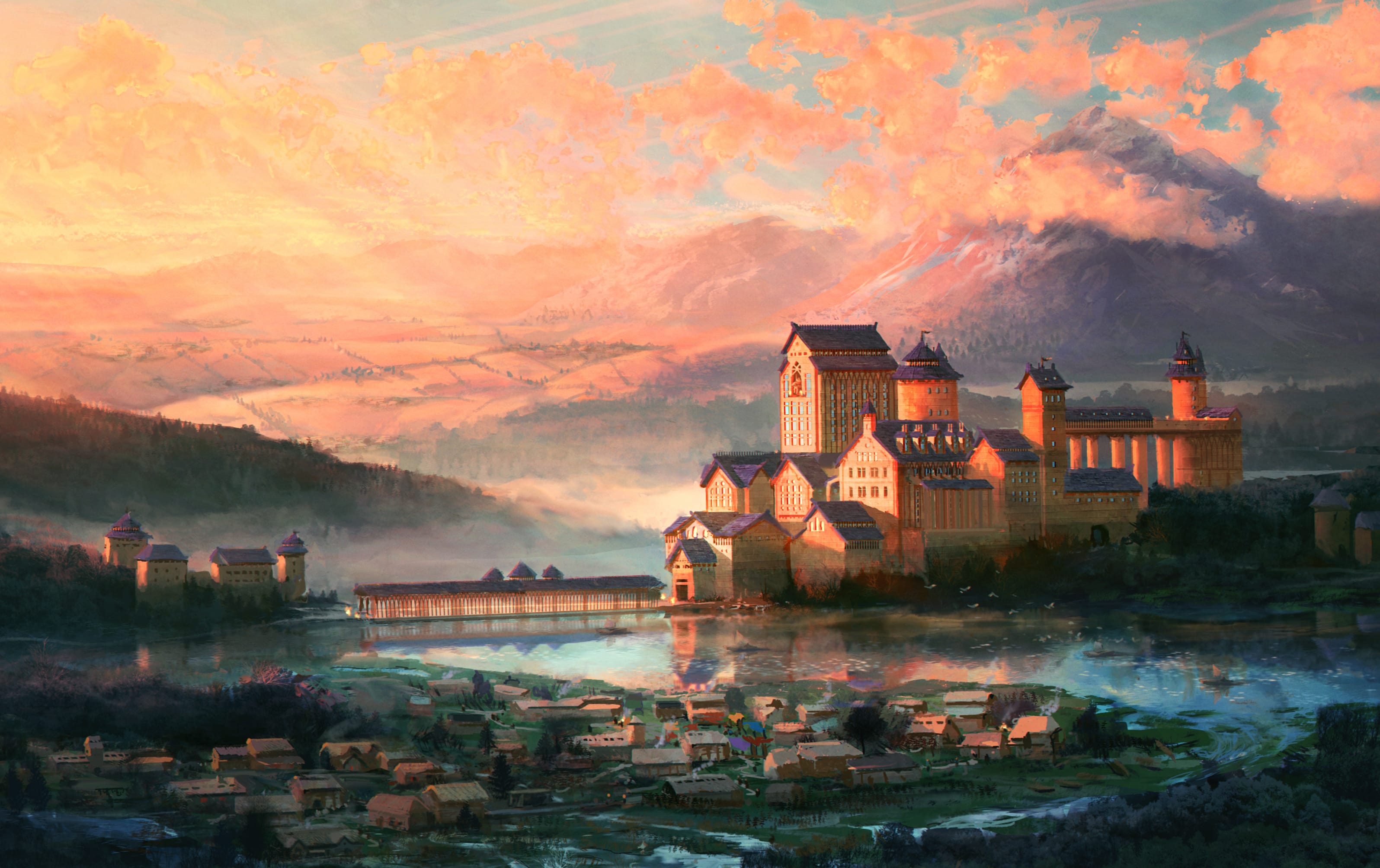 Castle Medieval Fantasy Landscape wallpapers HD quality