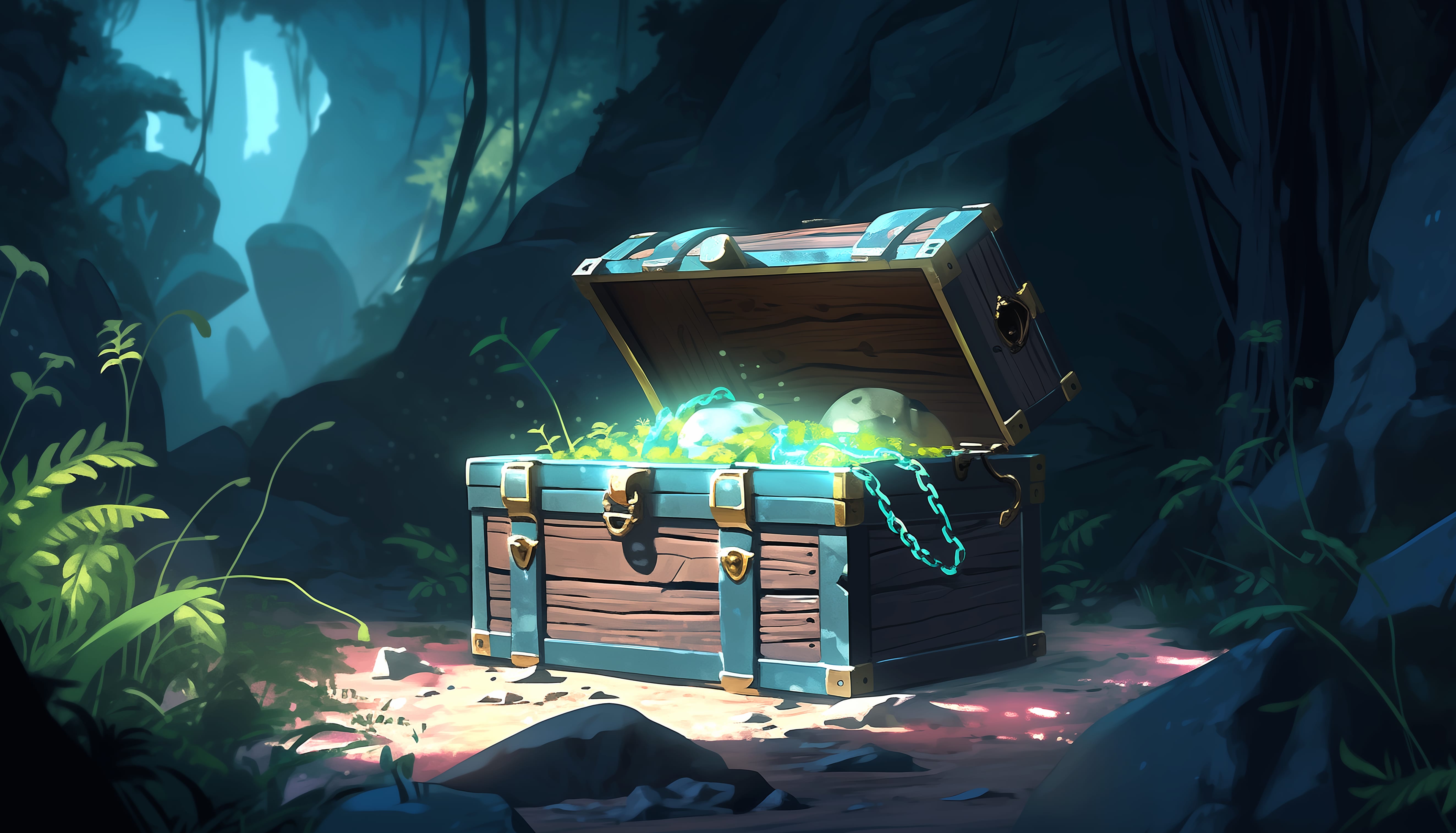 Cave Treasure Chest wallpapers HD quality