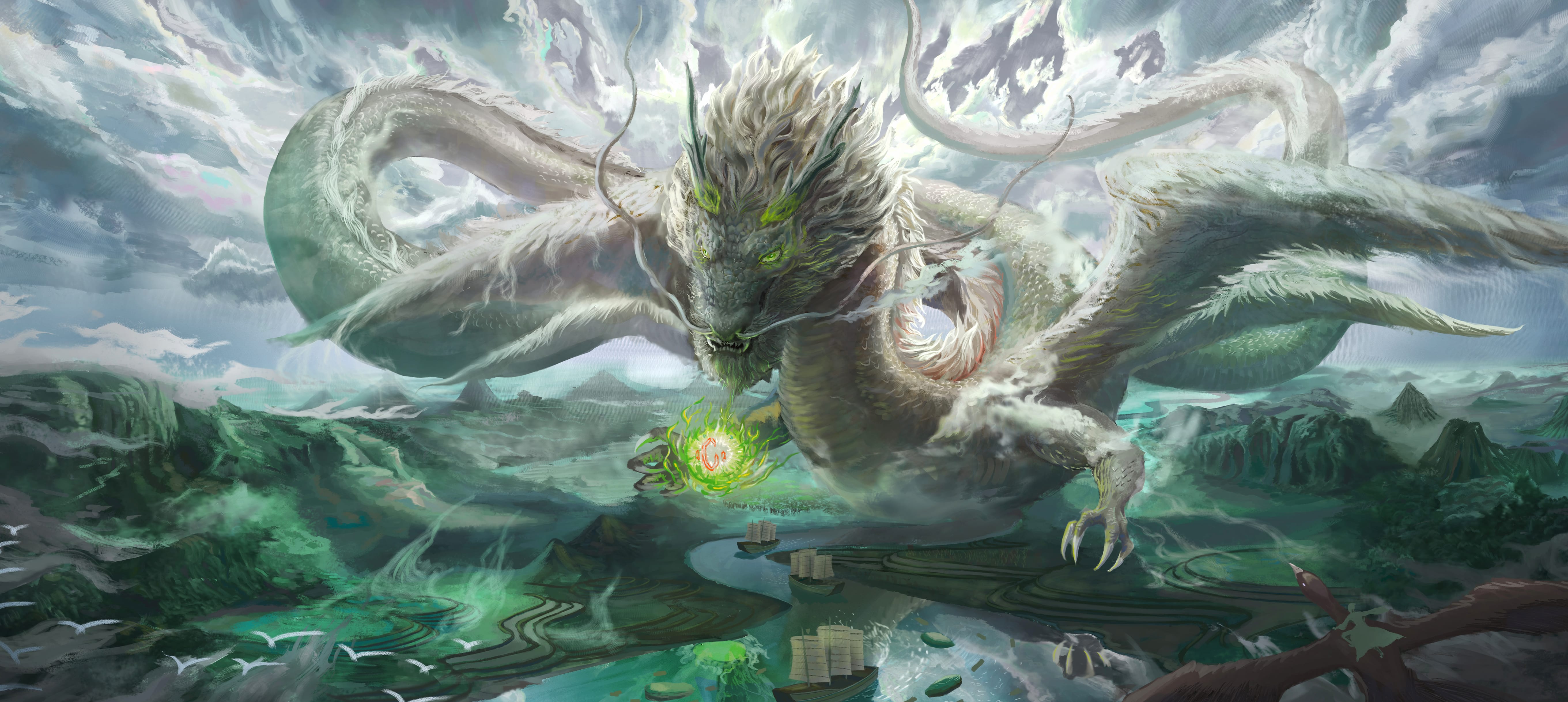 Chinese Dragon Fantasy Dragon at 640 x 1136 iPhone 5 size wallpapers HD quality