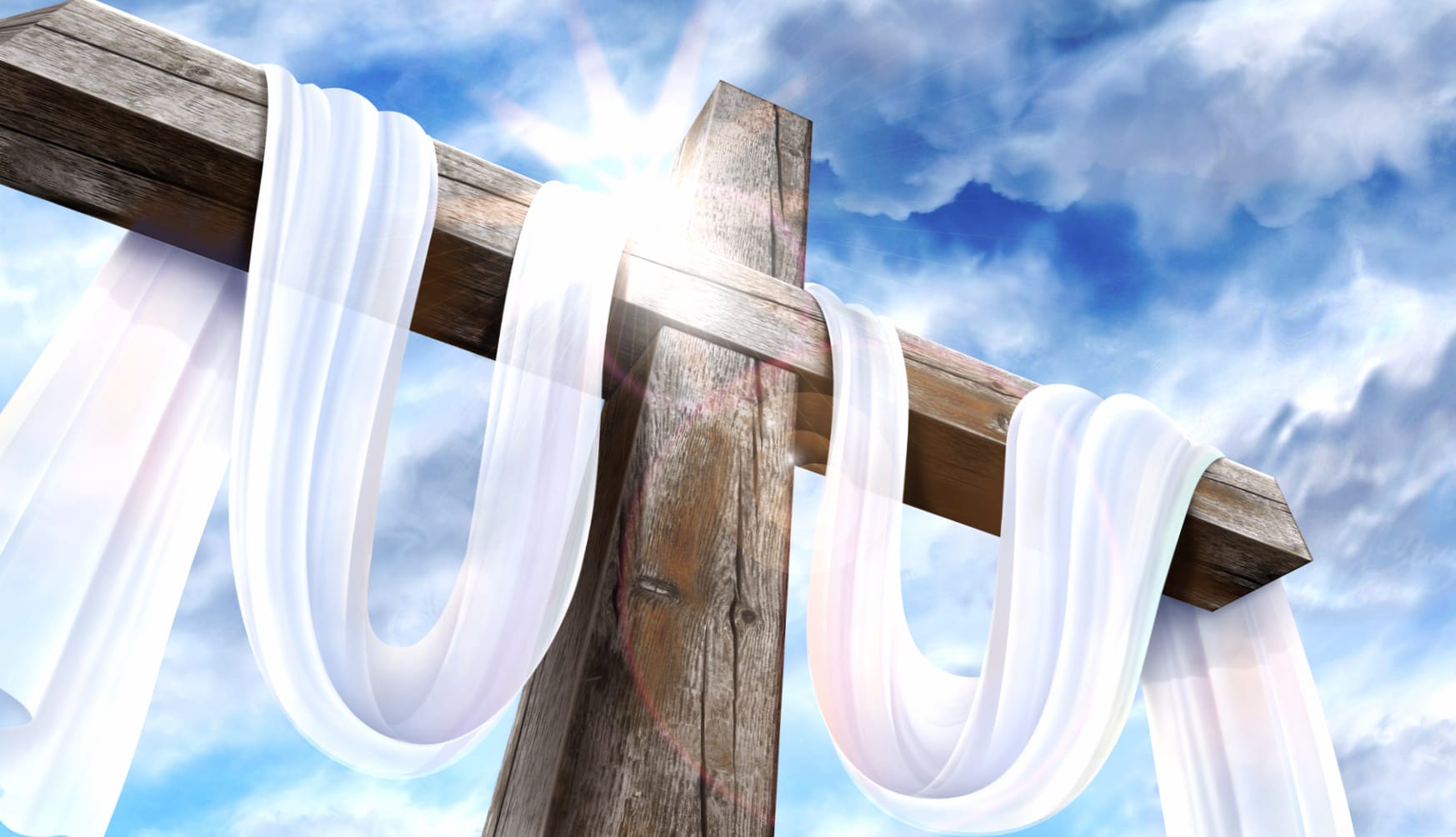 Christian Religious Blue Sky White Wood Cross Holiday Easter at 1600 x 1200 size wallpapers HD quality