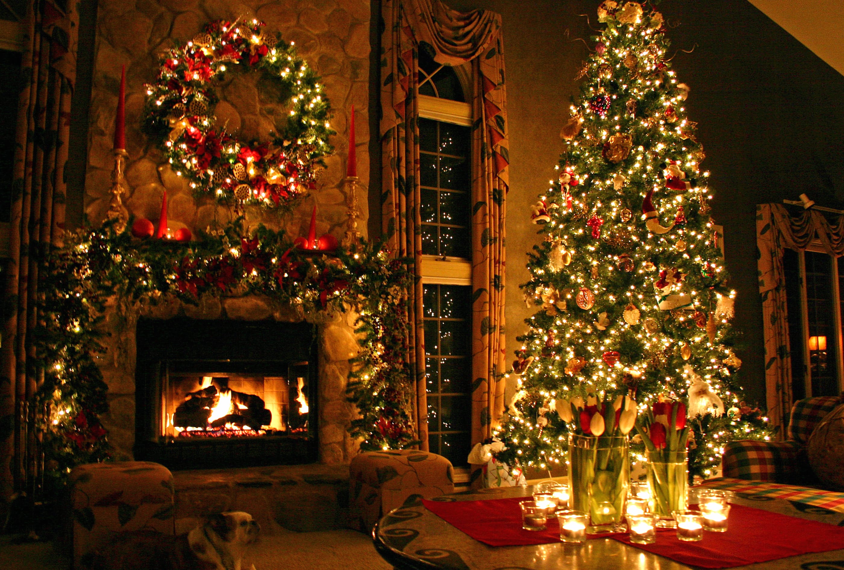 Christmas Fireplace and Tree - Holiday wallpapers HD quality