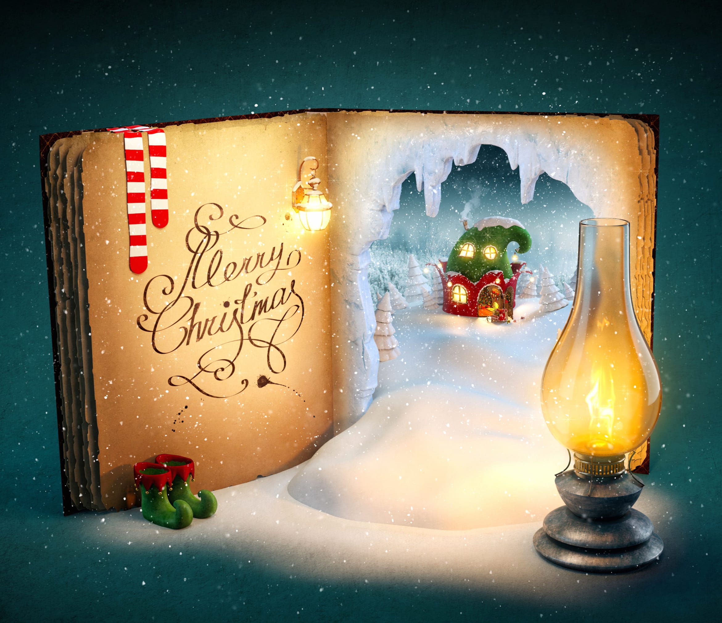 Christmas Magic Lantern & Book wallpapers HD quality