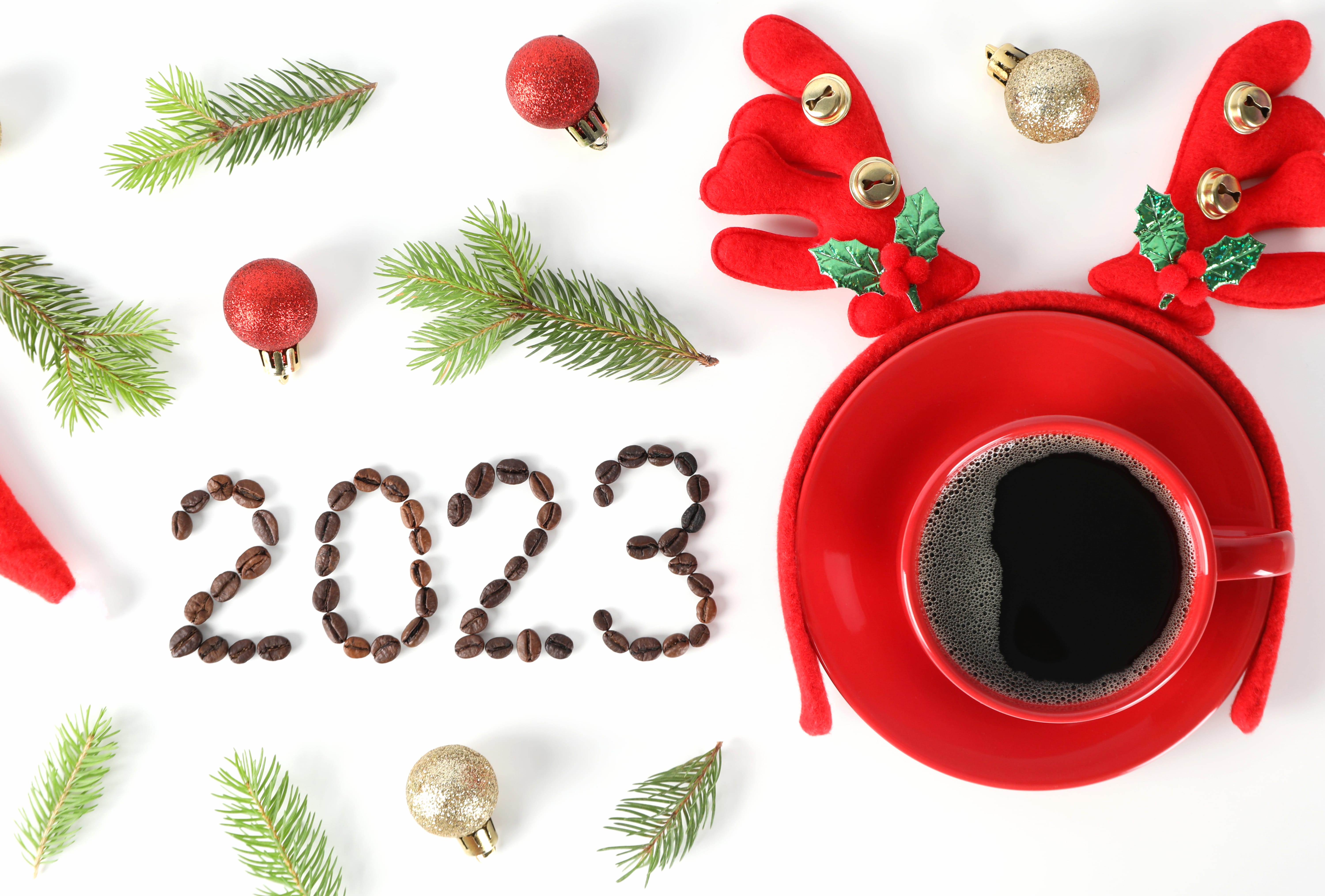 Coffee Holiday New Year 2023 at 1024 x 1024 iPad size wallpapers HD quality