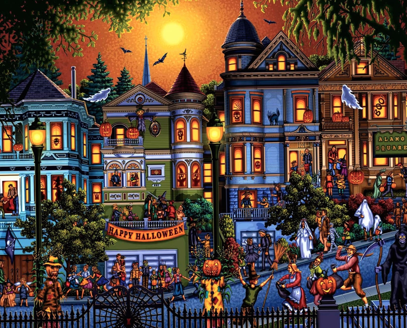 Colorful Halloween Street - wallpapers HD quality