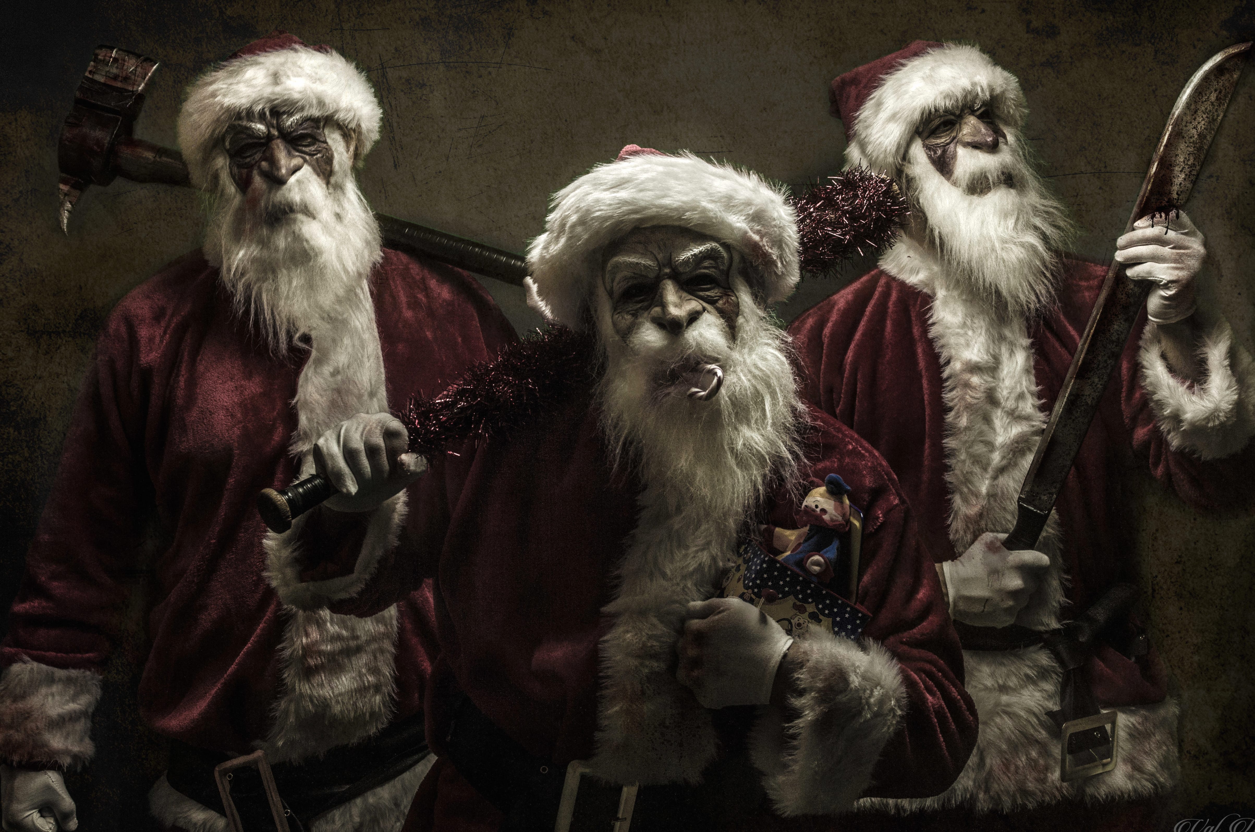 Creepy Dark Santa with Axe - at 1024 x 1024 iPad size wallpapers HD quality